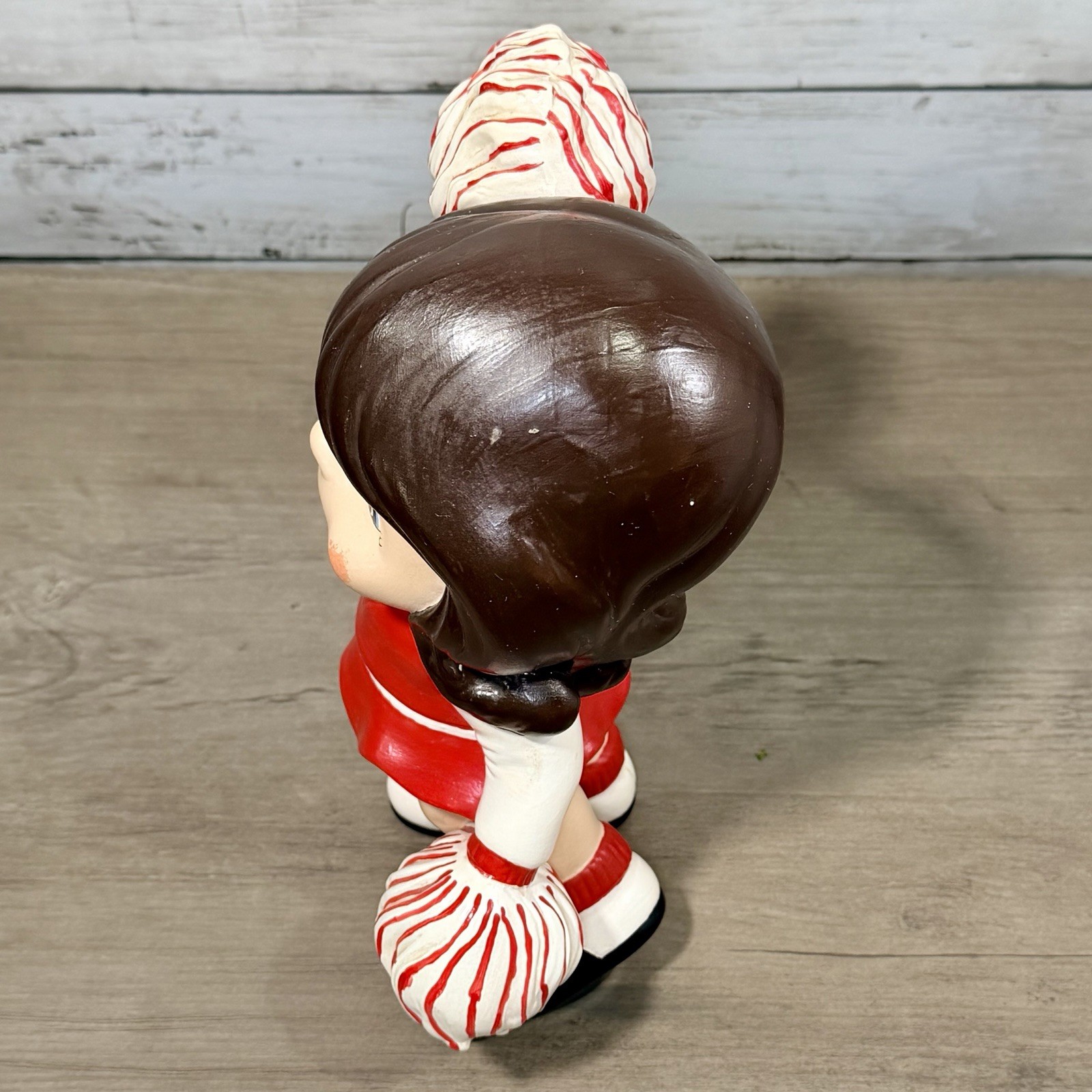 Vintage Hand Painted Ceramic Cheerleader 1970s Figurine Red / White