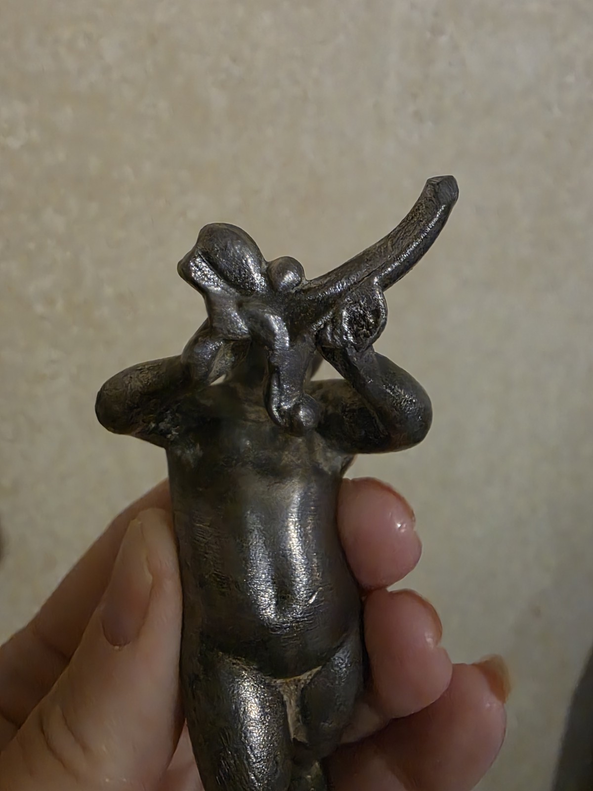 Metal Young Boy Child Figurine / Sculpture. Interesting Piece Of Decor