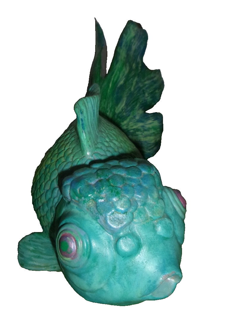 Vintage Koi Fish Sculpture Decor Piece 10 By 6 Inches RESIN PATENT collectible