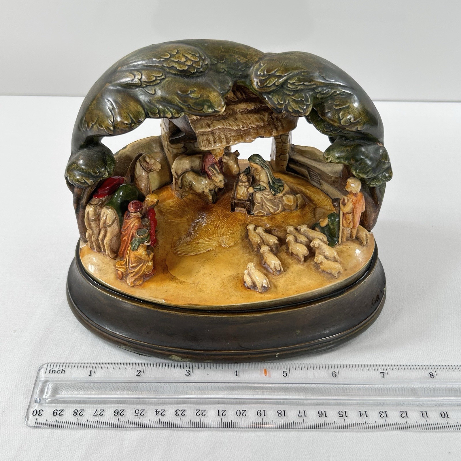 1954 Sebastian Mini Nativity Prescott W Baston Hand Painted 7.5×5.5 Jesus Maria