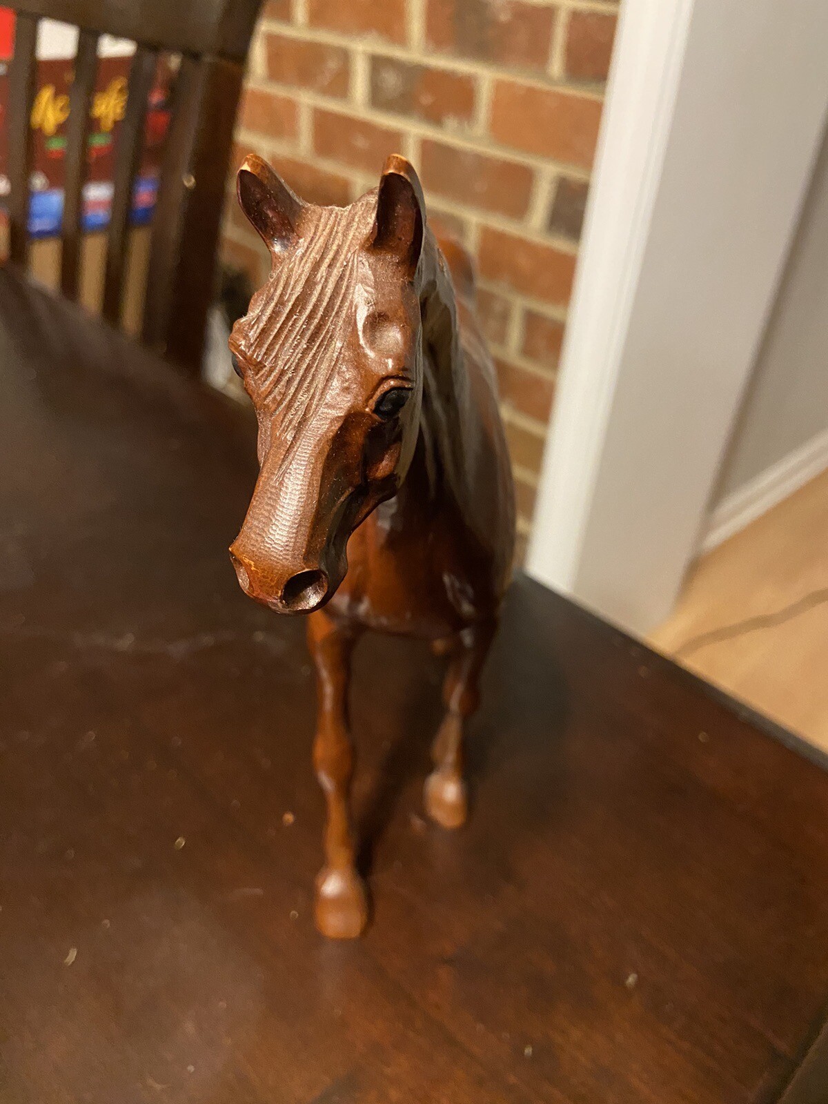Red Mill Manufacturing Clydesdale Standing Horse 9” inches tall Wood P F Stone