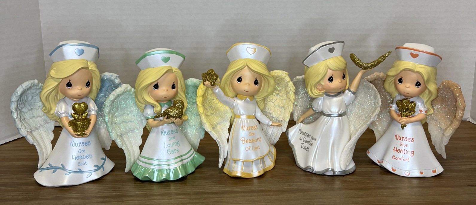 NEW W/COA Precious Moments Nurses are Heaven Sent Collection Lot 5 Nurse Angel