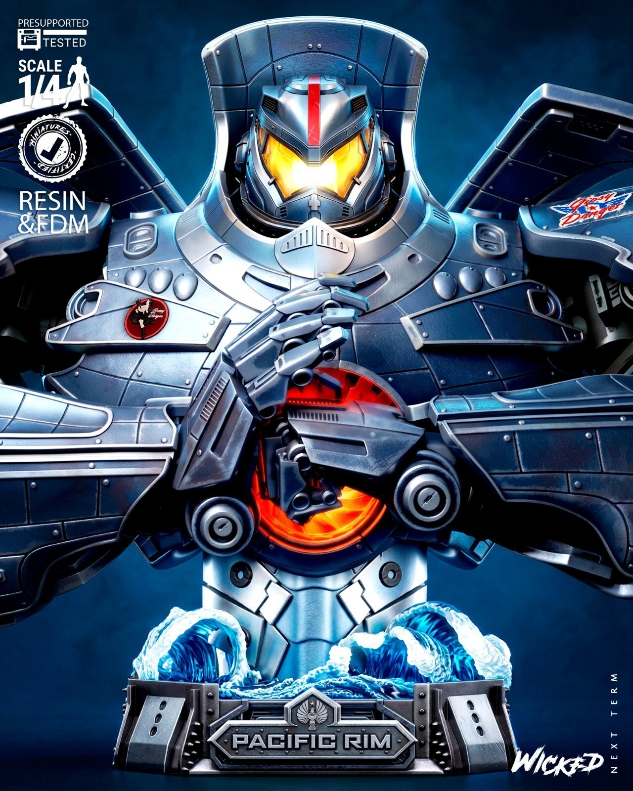 1:8 Gipsy Danger Bust Pacific Rim Fan Art UNPAINTED High Quality Garage Kit