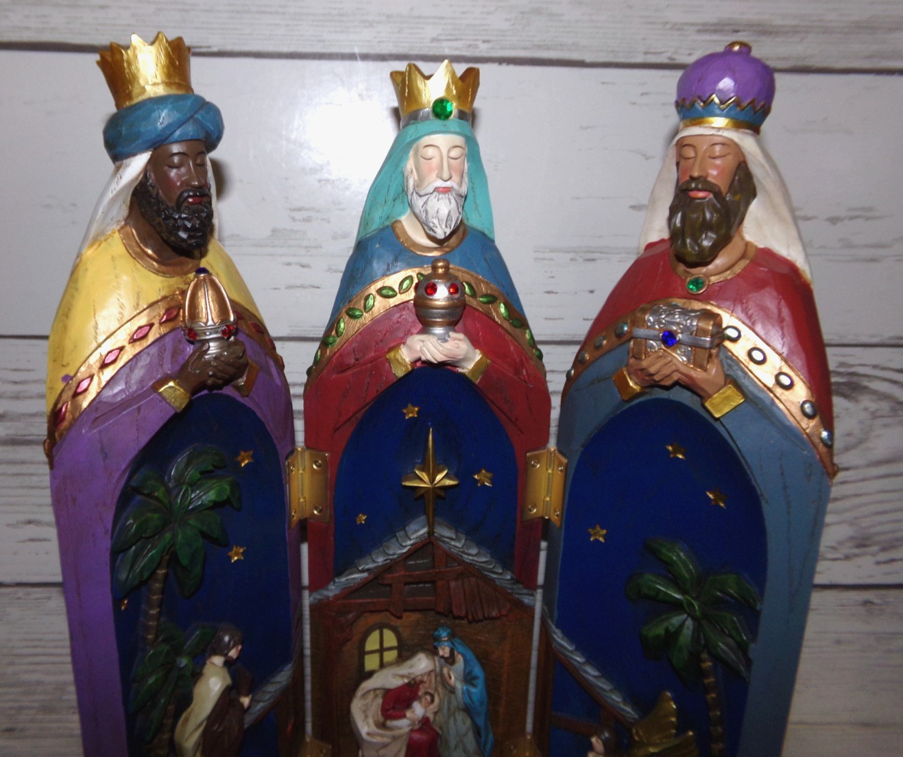 3 Kings Wise Men with Nativity Scene Christmas Hand Painted by Costco #2006079