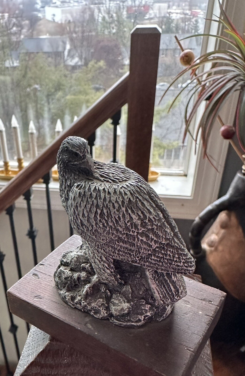 DEATON MUSEUM Pewter Bald Eagle Figurine Wood Base For NWF