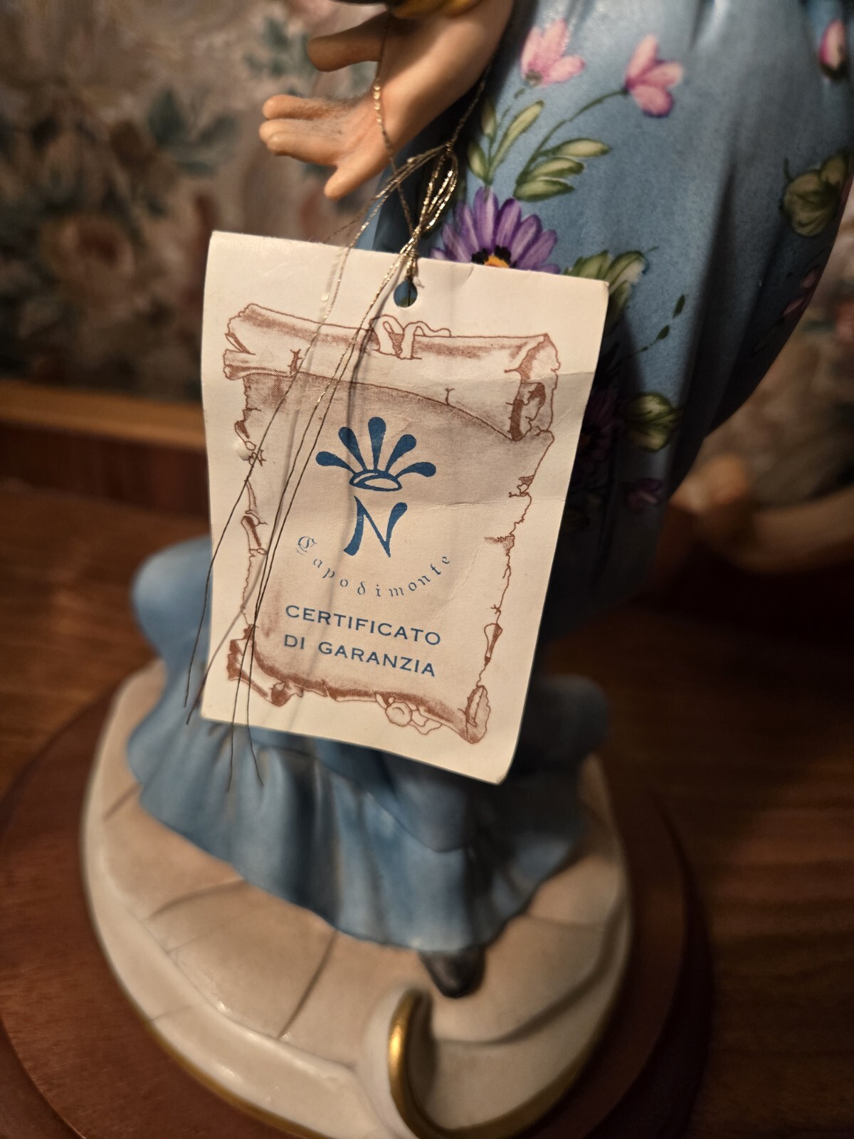 CAPODIMONTE – GYPSY DANCER (porcelain) on WOOD BASE- by CORESI – 14″ H