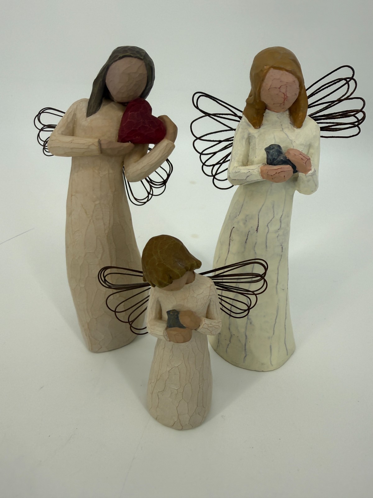 Willow Tree Angels Figurines Sue Lordi. Angel Of Peace, Heart, Healing lot of 3