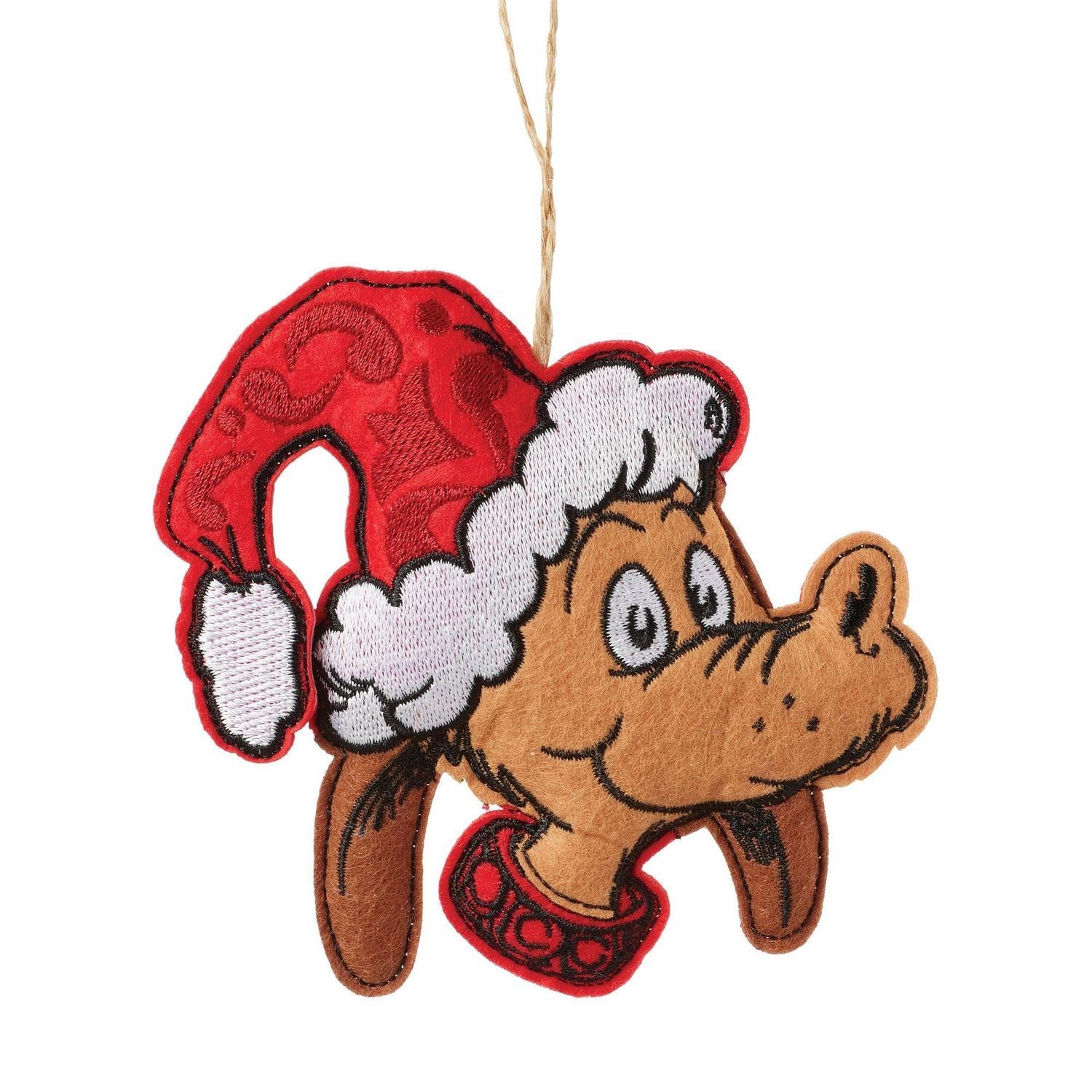 Jim Shore MAX IN SANTA HAT FELT ORNAMENT 6014115 BRAND NEW