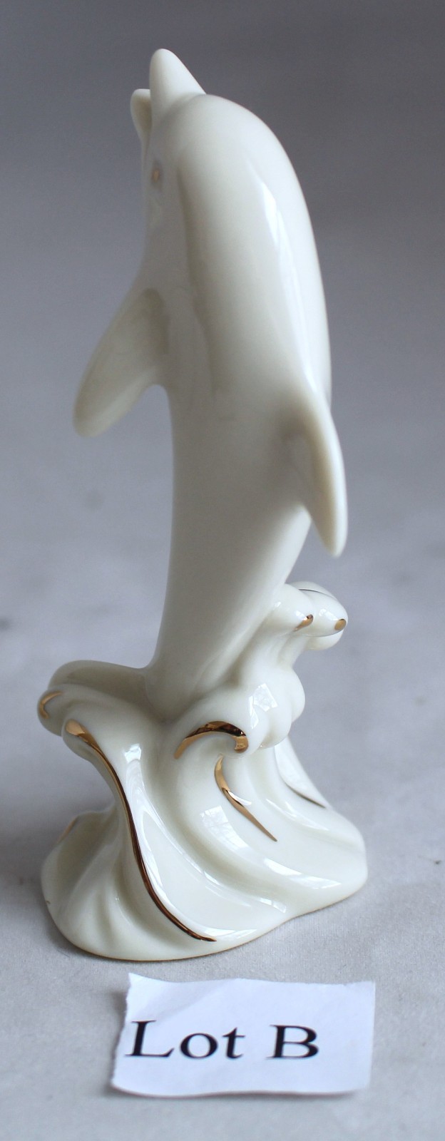 Lenox Leaping Dolphin Figurine Ivory Porcelain 24K Gold Accents 4″ Excellent