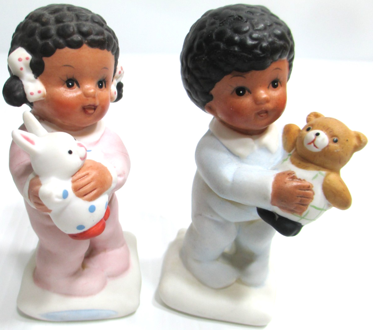 Vintage HOMCO African American Kids Pajamas Bunny Rabbit Teddy Bear PAIR # 1430
