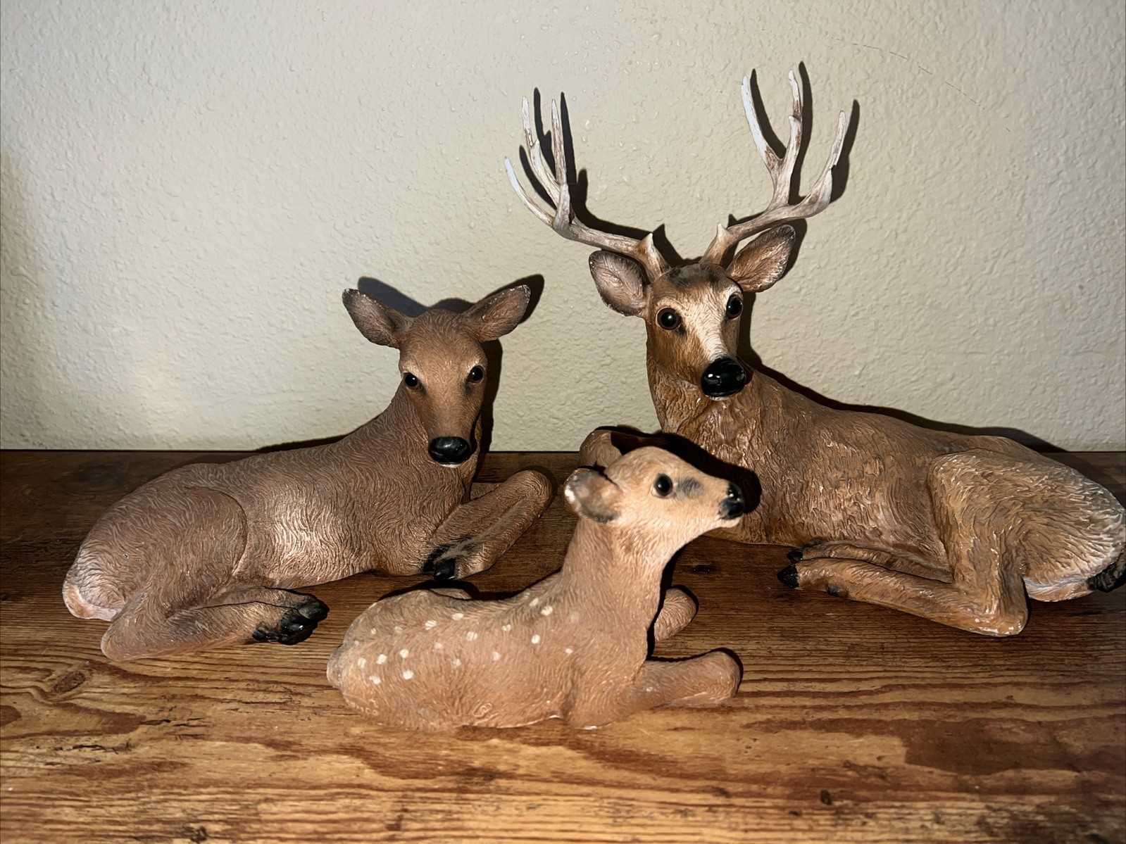 Vintage Homco Large Deer Family Figurine Set Buck Doe Fawn Decor 1984 1985 80s
