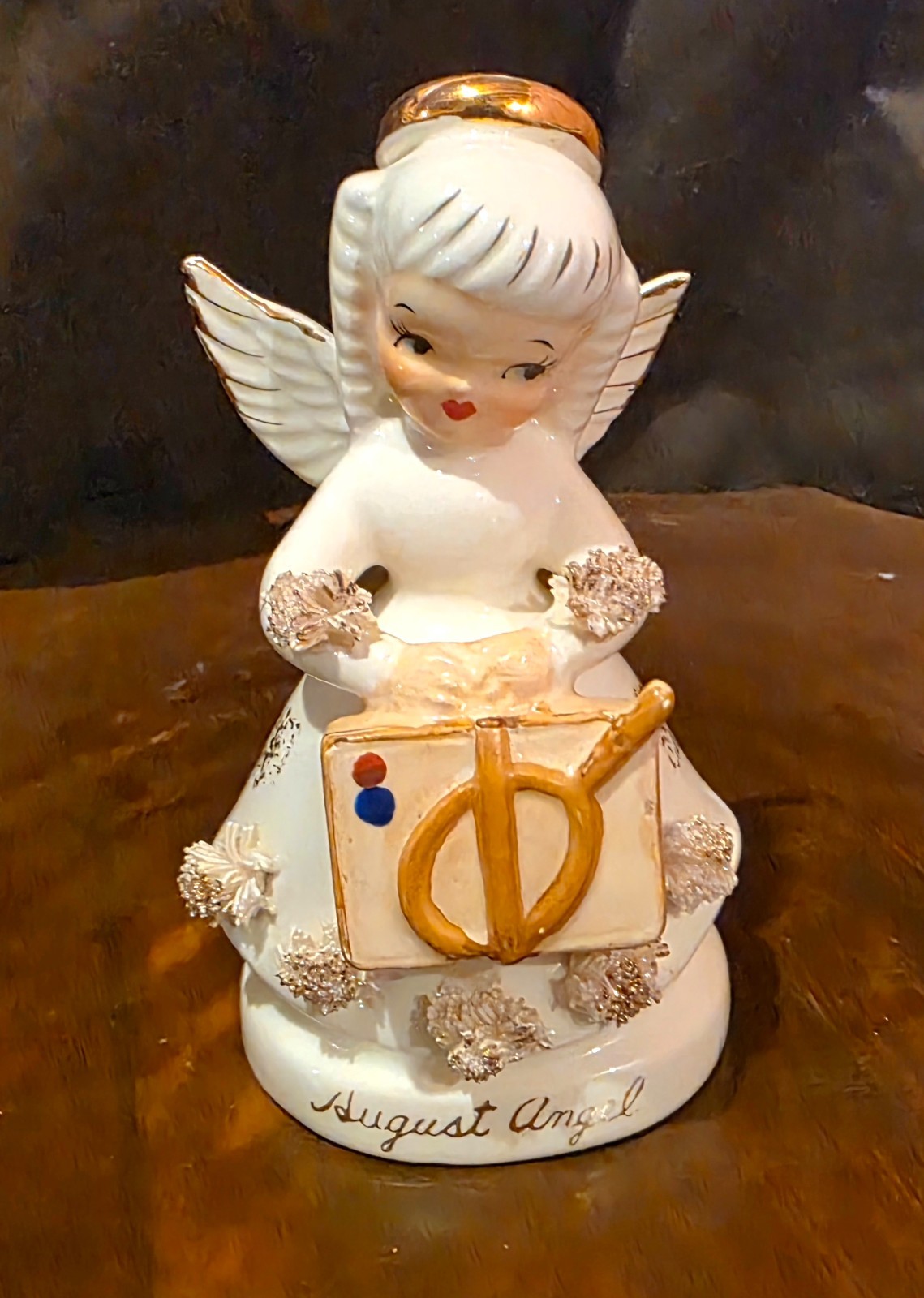 Vintage Napco Angel Of The Month August Figurine #1294 Spaghetti Tennis