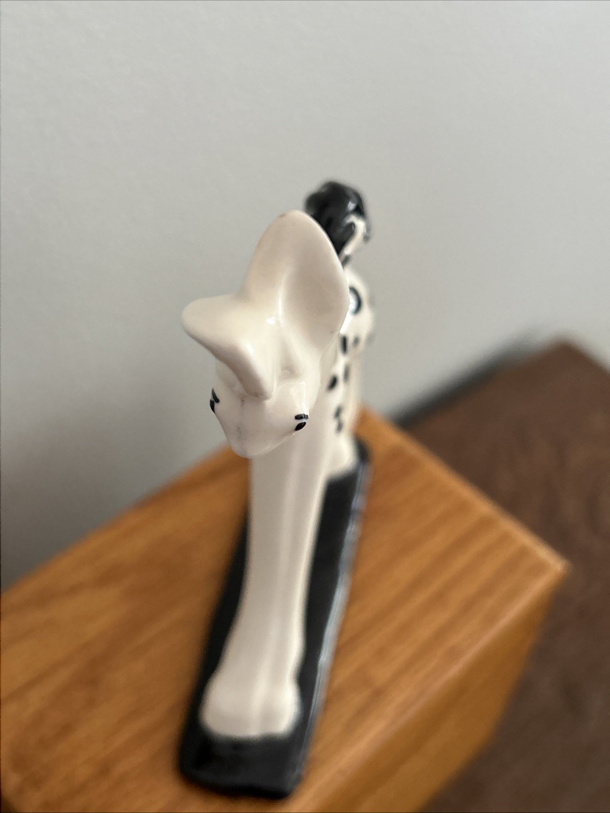 Spotted Fawn Deer Ceramic Glazed MCM Elongated Legs Black And White