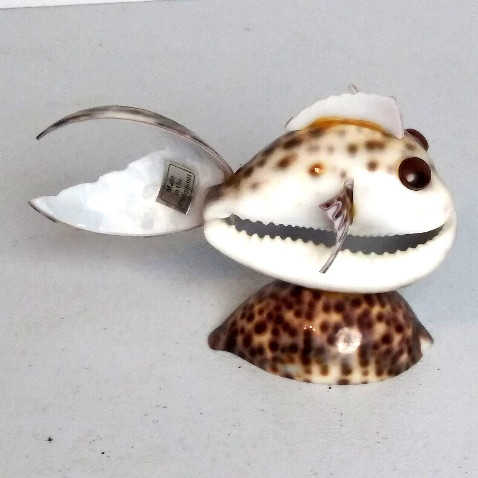 Vintage Handcrafted Seashell Fish Sculpture made in Philippines, EUC