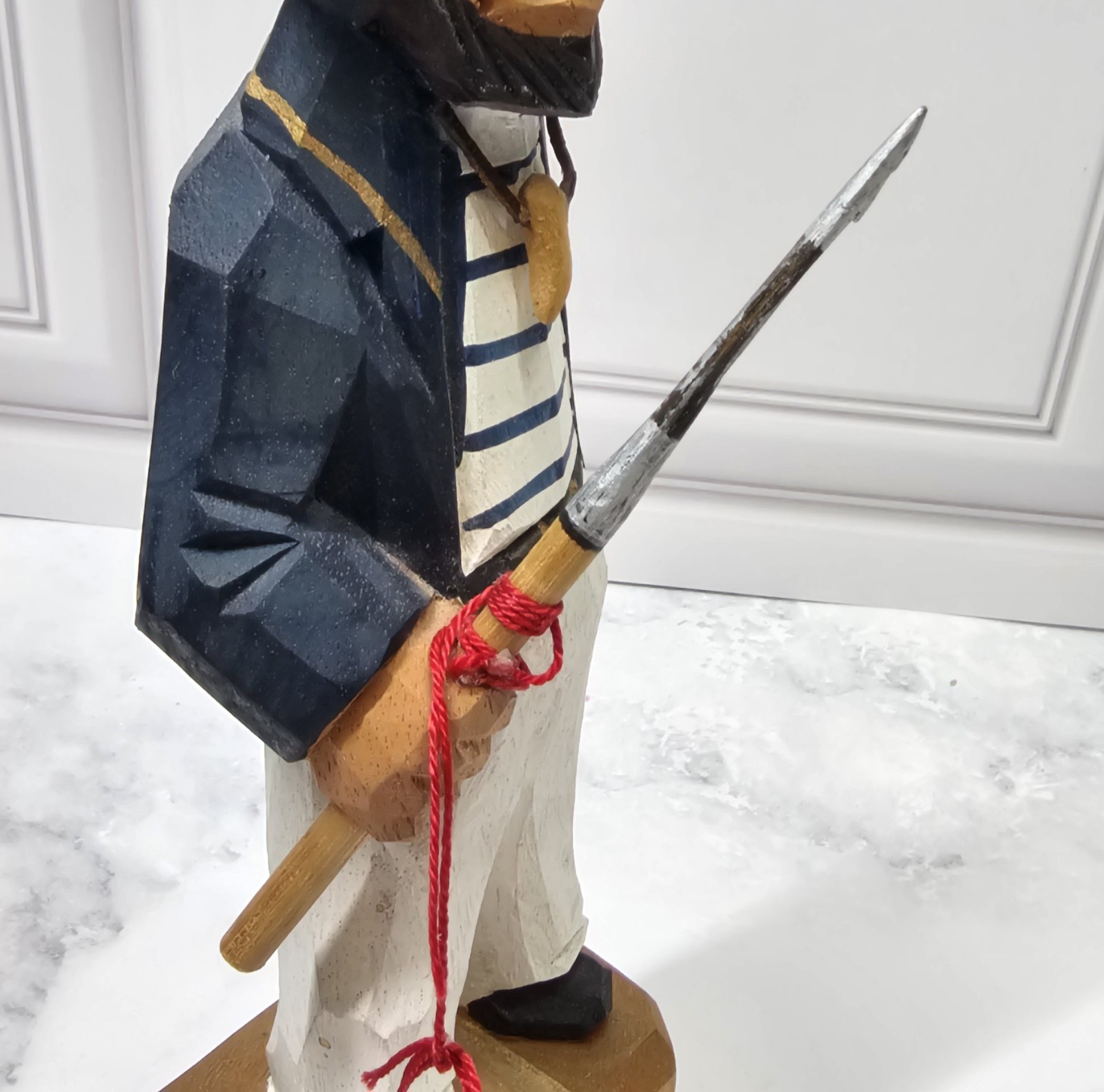 Vintage Hand Carved Wooden Folk Art Sea Figurines Captain & Sailor Nautical