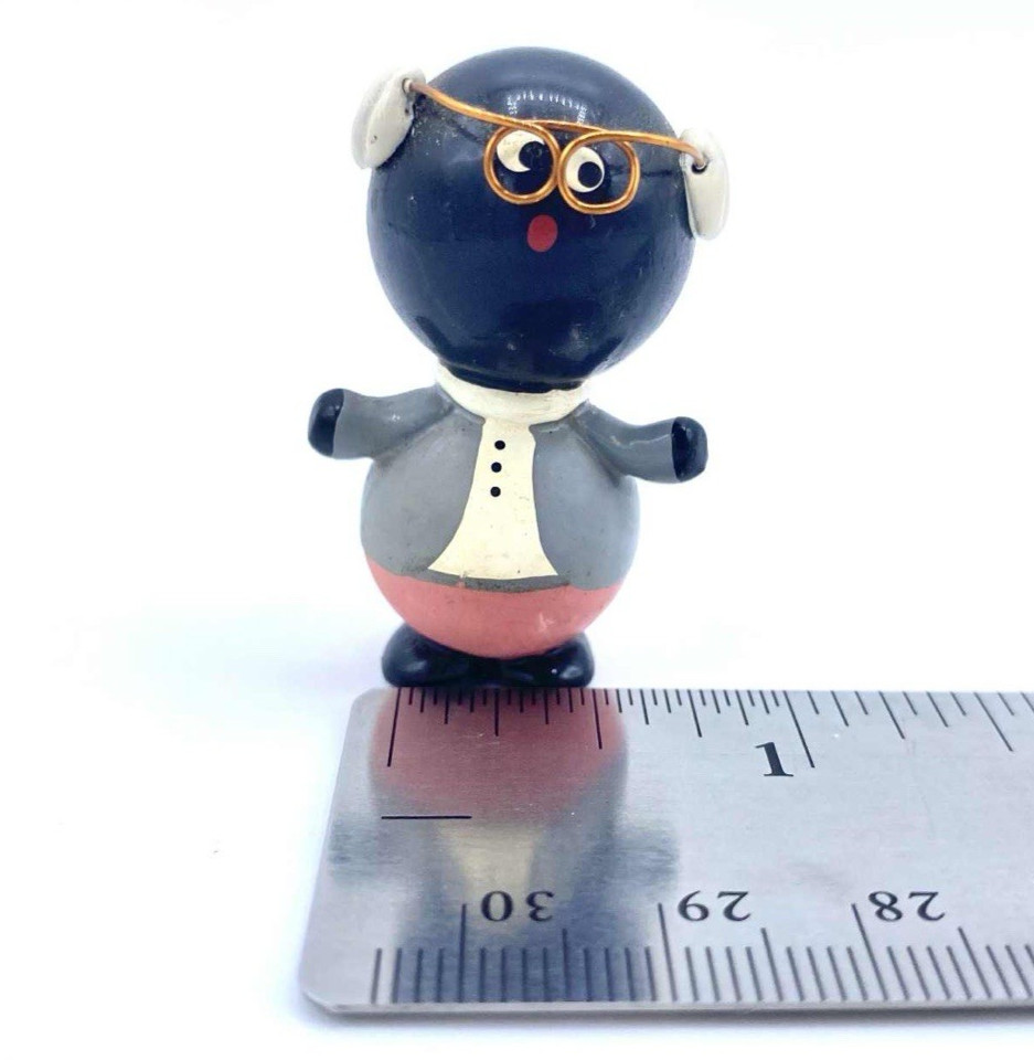 Brushart Marbles Man with Glasses Black Gray Pink Adorable Handmade in Chile