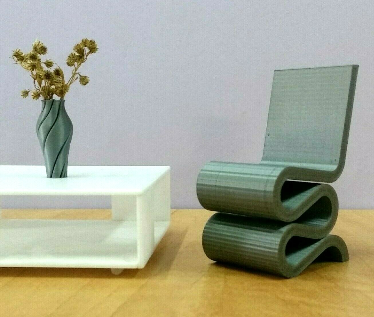 Wiggle Side Chair Iconic,Scaled Mini Replica,Modern Dolhouse Furniture,Famous