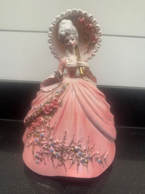 Josef Originals Caroline Colonial Days Series Figurine Pink Parasol Roses Large