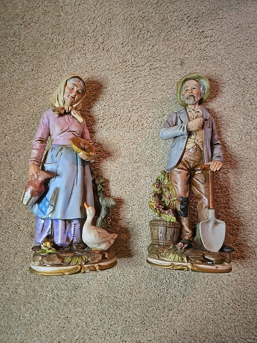 Vintage Figurines Farmers HOMCO #8816 Old Man and Old Woman – 13”