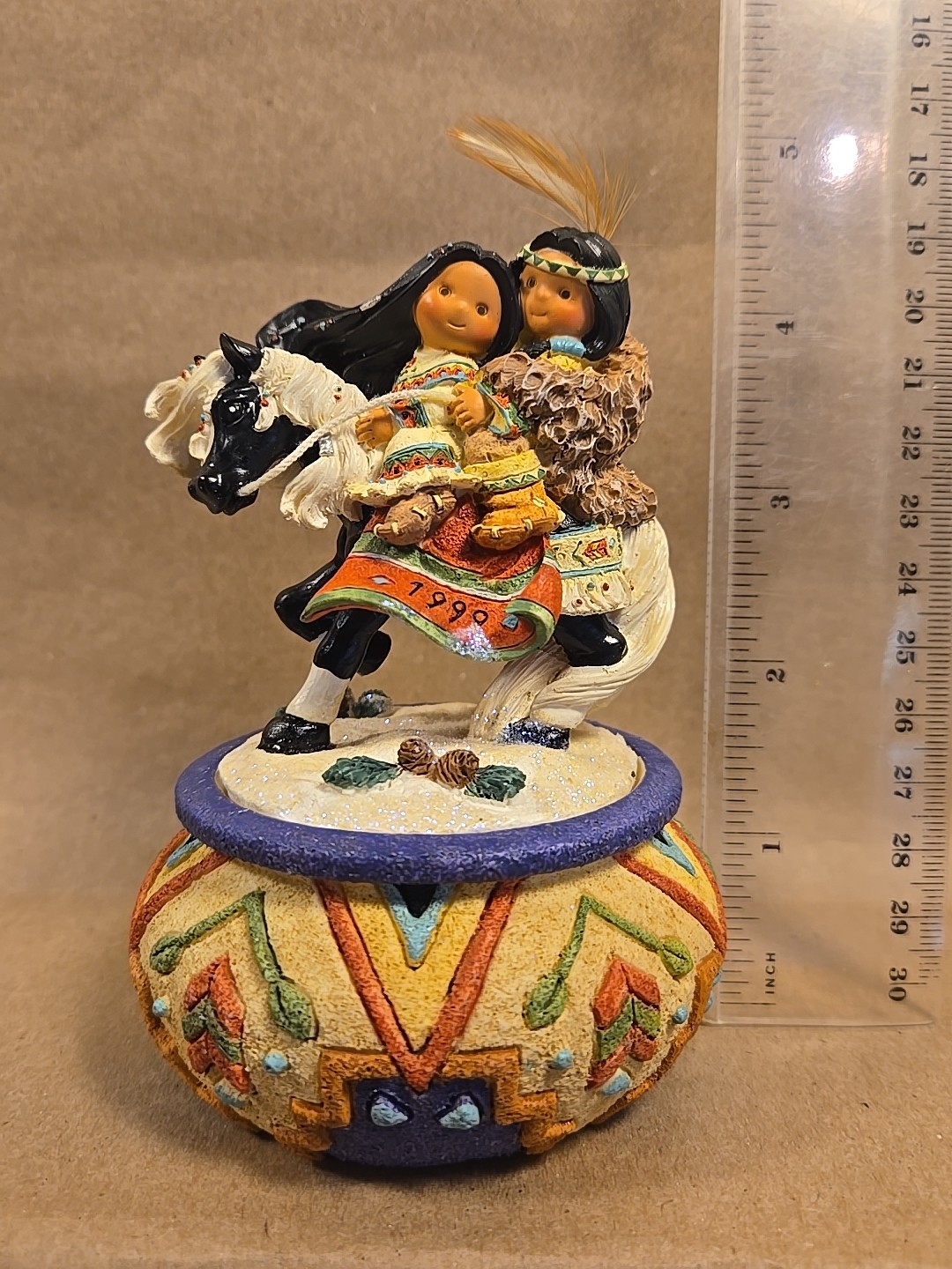 Friends Of The Feather 1999 “Love Reins” Couple On Horse Covered Box Boxed