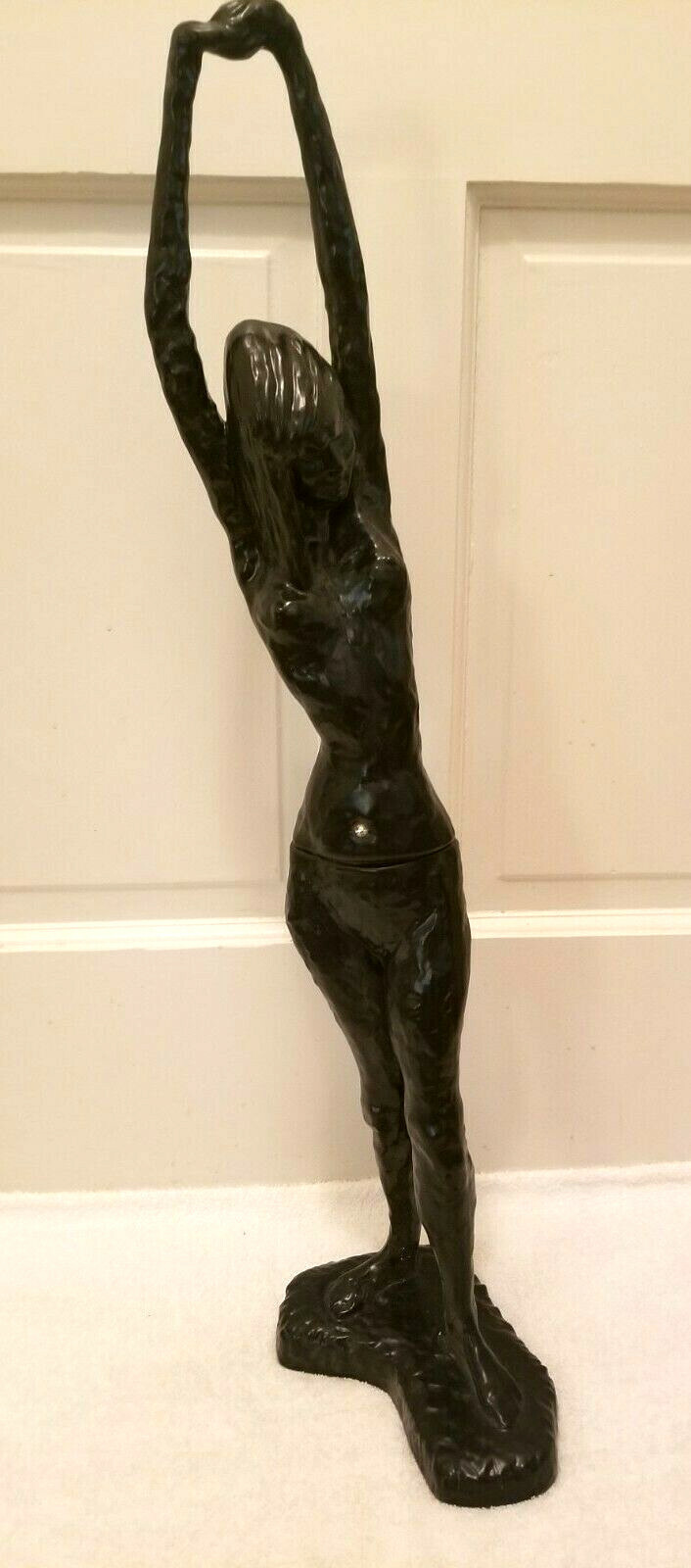 Nude Black Figure Girl Modern Pose Statue Figurine RS Ceramic Matte Gloss Glaze