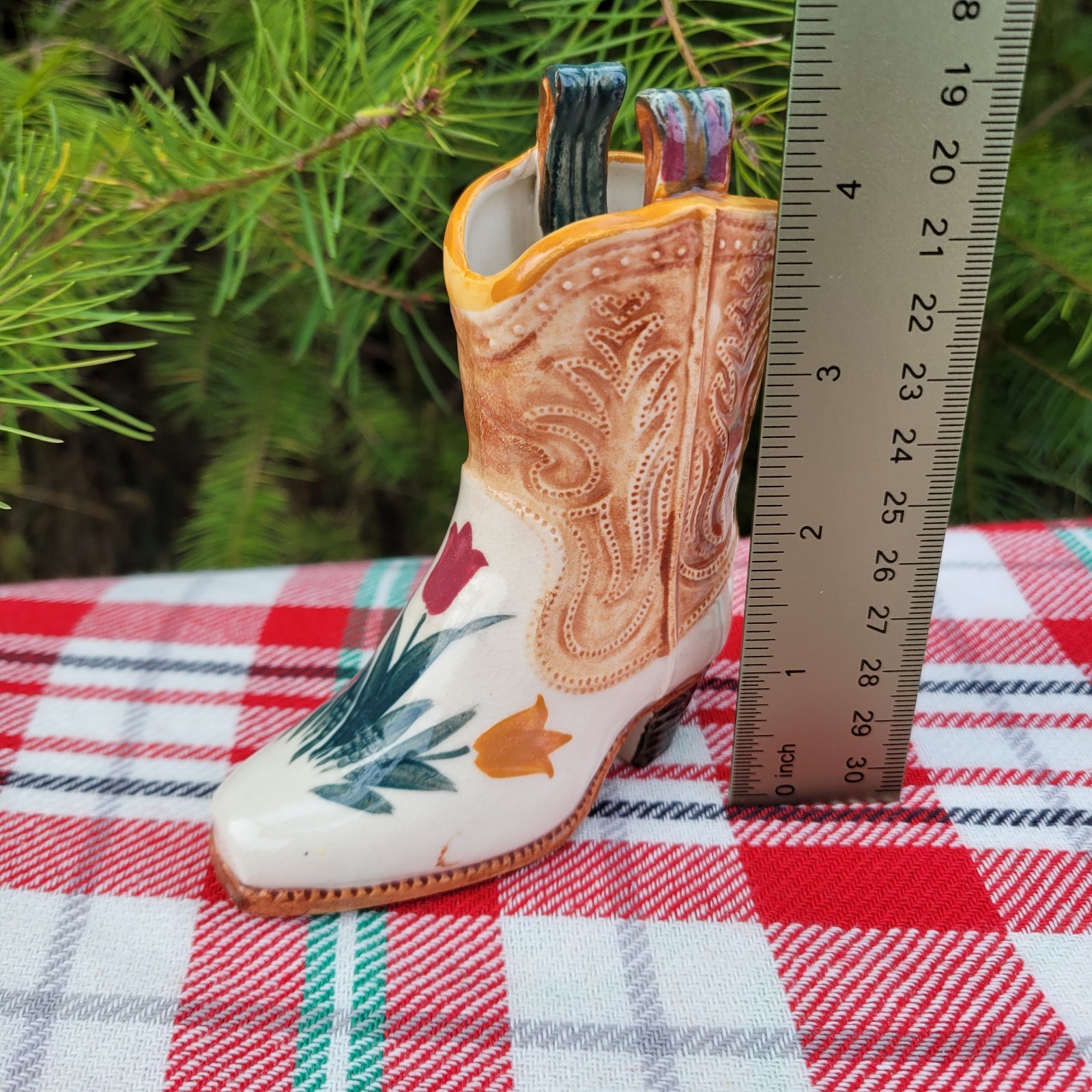 Cowboy Boot Toothpick Holder Mini Vase Vtg 1940s Occupied Japan Western Decor