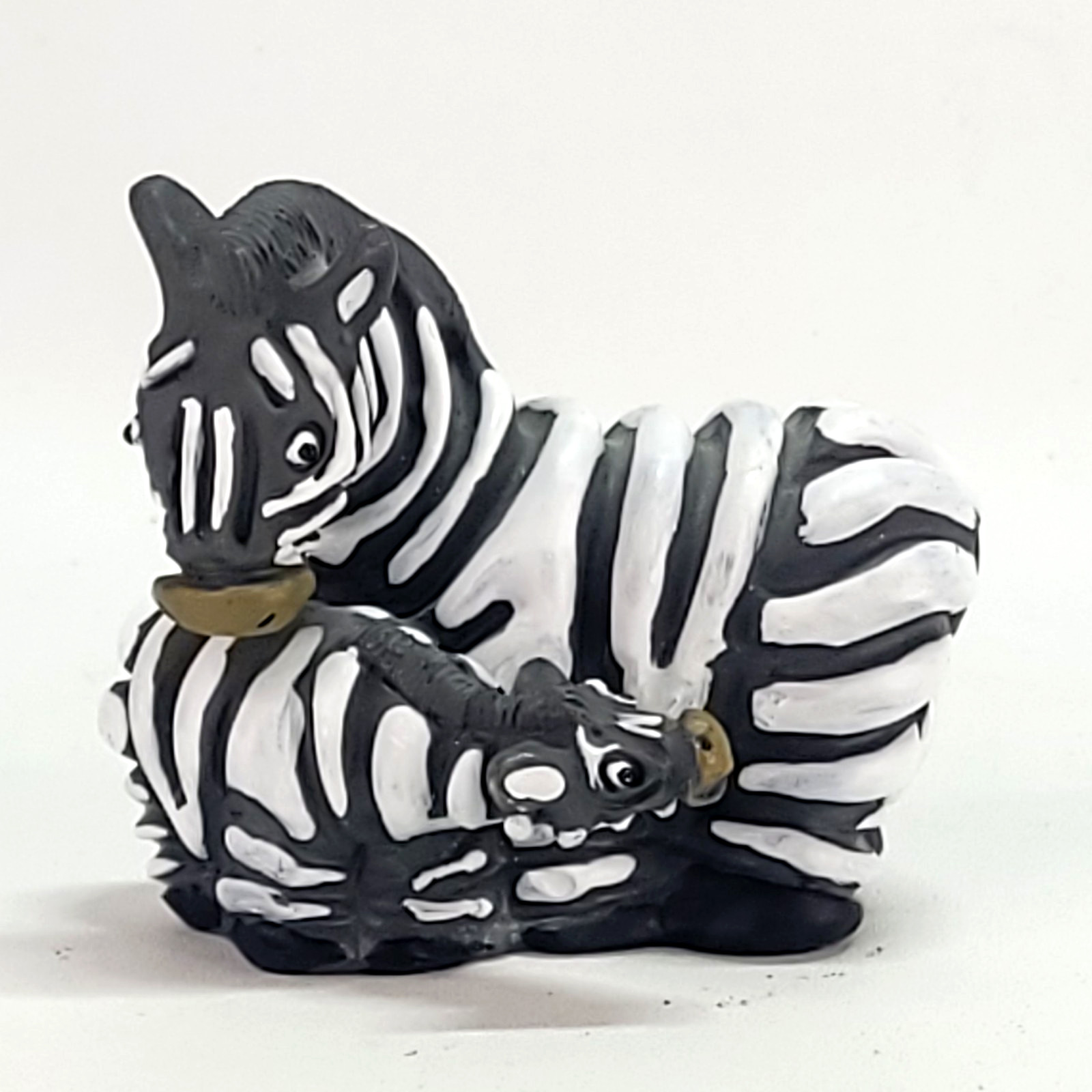 Artesania Rinconada Zebra Mama & baby 2.5″ Uruguay Art Pottery Vtg Unsigned