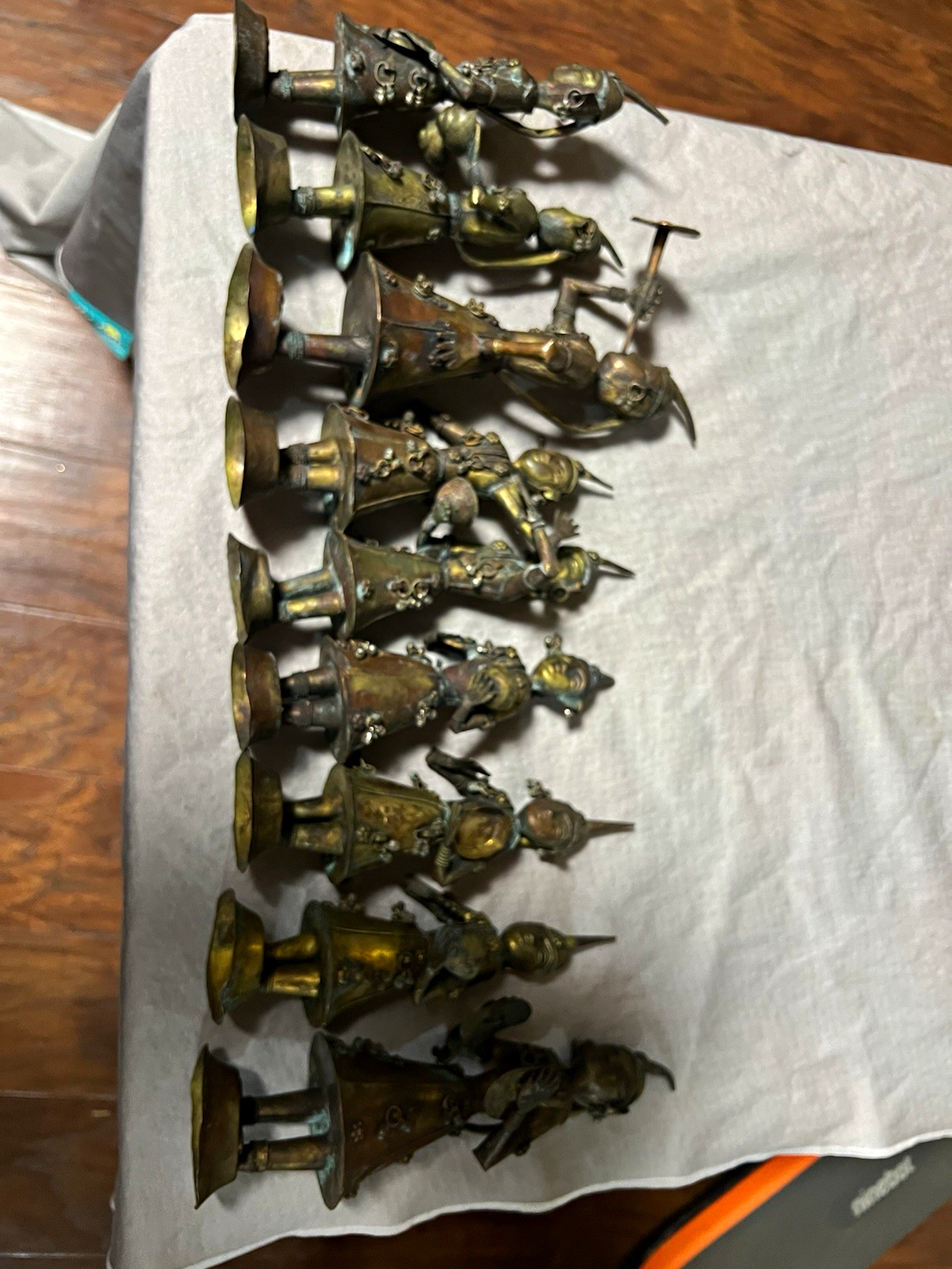 Vintage Dhokra Brass Tribal Musician Band – Set of 9 – Indian Folk Art Bastar