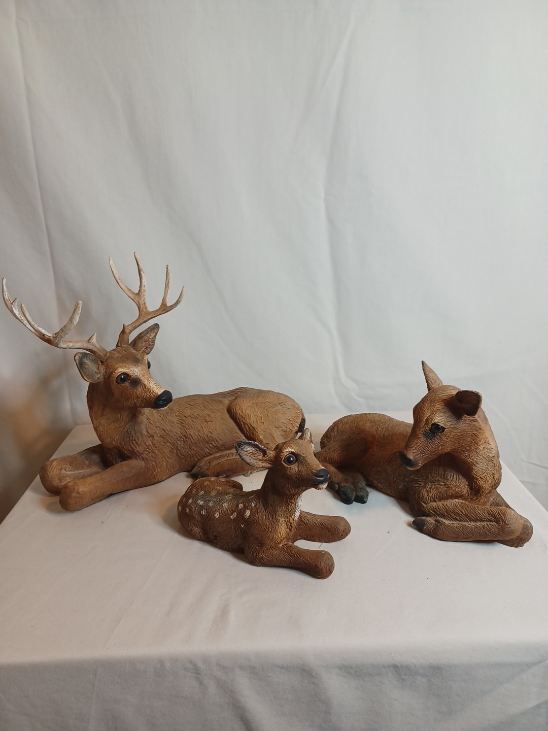 Vintage Homco Deer Family 1984 Buck Doe Fawn Resin Farmhouse Man Cave Cabin USA
