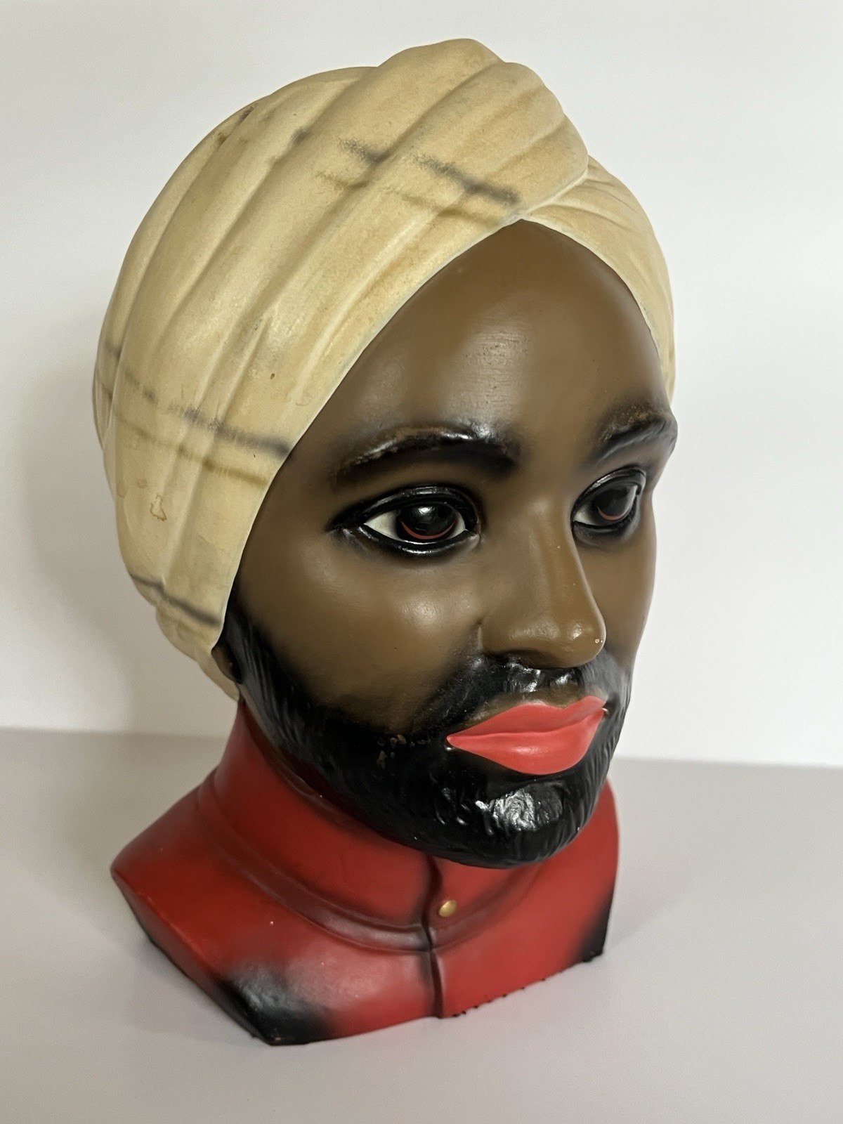 Vintage Lego Chalkware Indian Turban Man Bust #4504 Japan