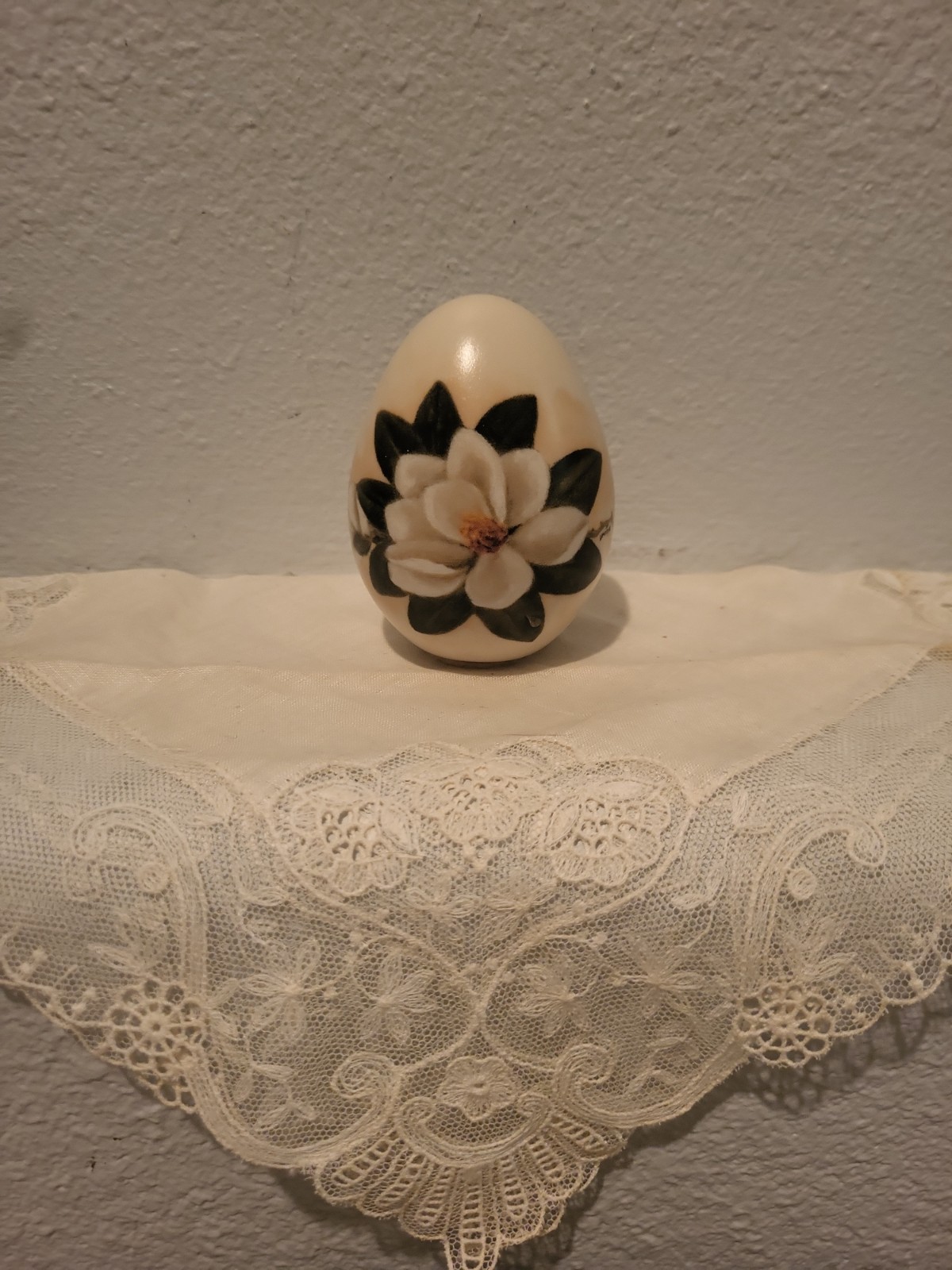Hand Painted Egg Ceramic/Clay Decorative Signed 3” +- Tall Laverne