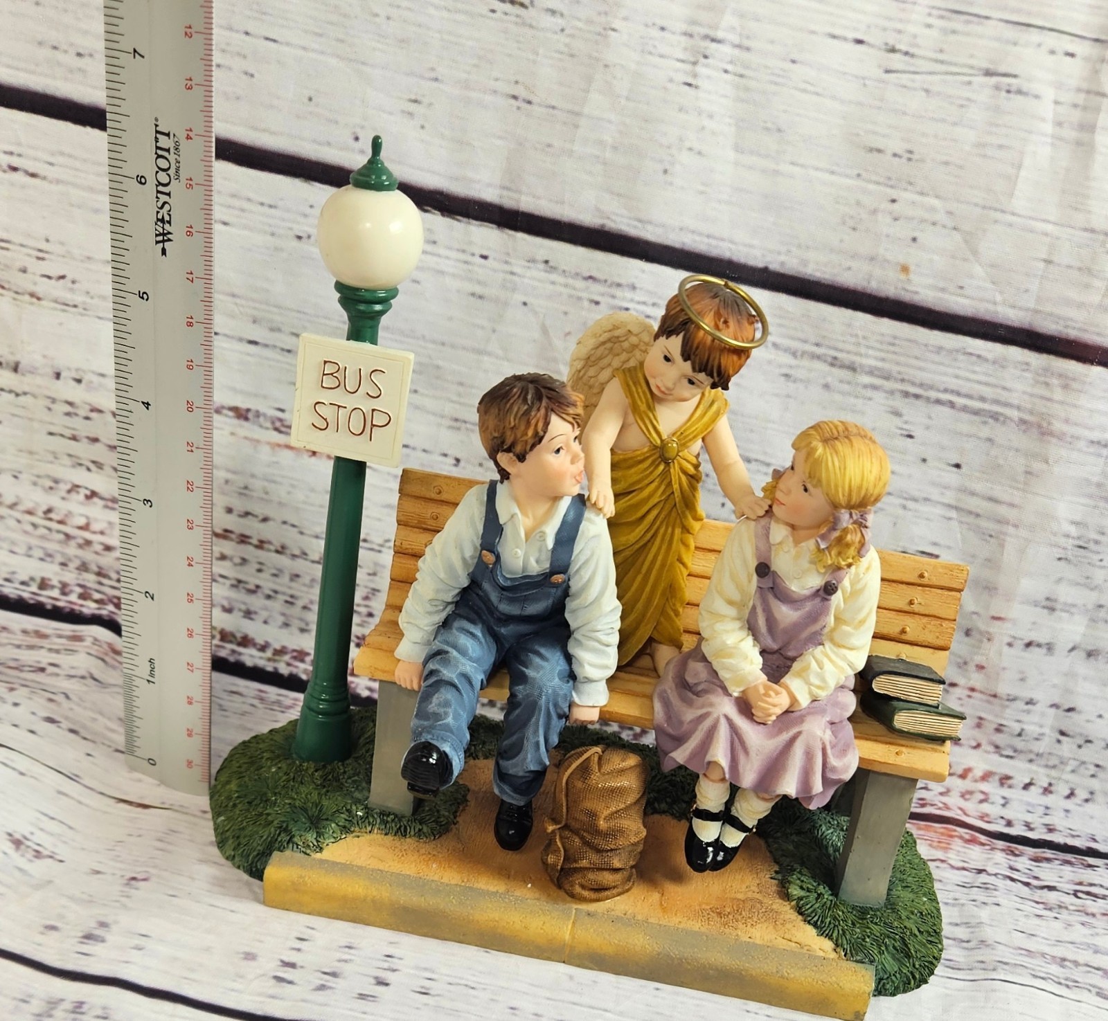 Demdaco 2001 Prayers & Promises Angel Figurine Bus Stop Bench