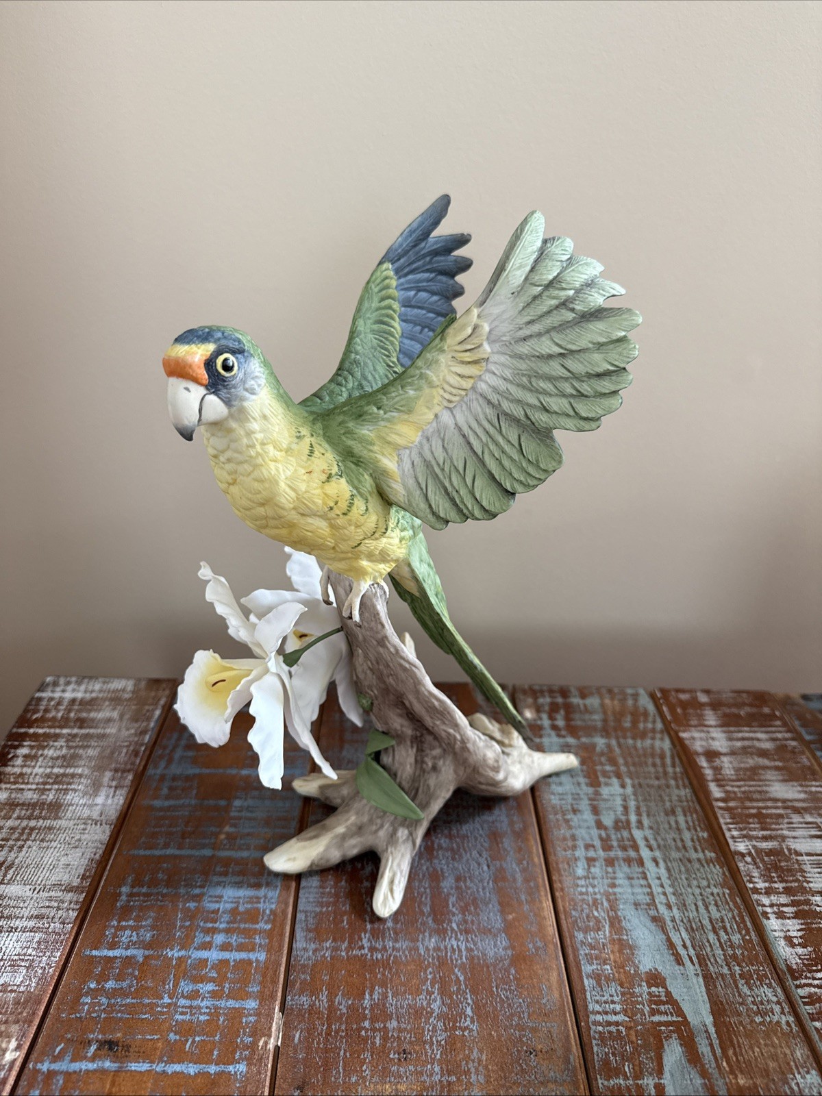 vintage Boehm porcelain Orange-fronted Parakeet figurine