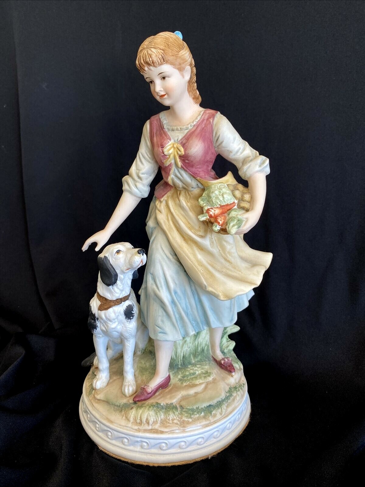 Ethan Allen Traditional Interior Design of a Girl with a Dog Figurine 10″ tall