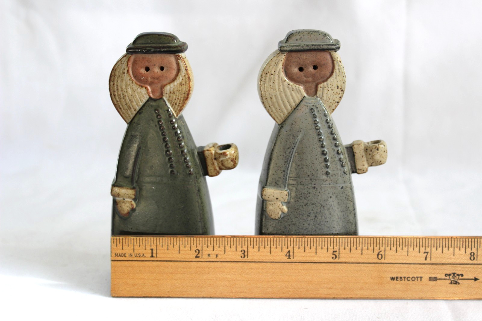 PAIR Vintage Japan Alfred Knobler Stoneware Art Pottery Minimalist Candle Holder