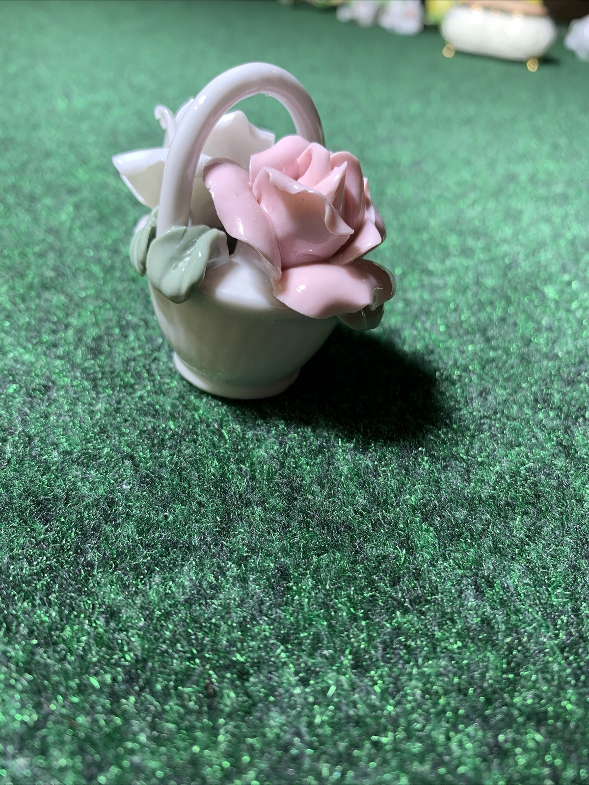 Flower Basket Silvestri Decorative Porcelain Pink White Girl Baby Mom Wedding