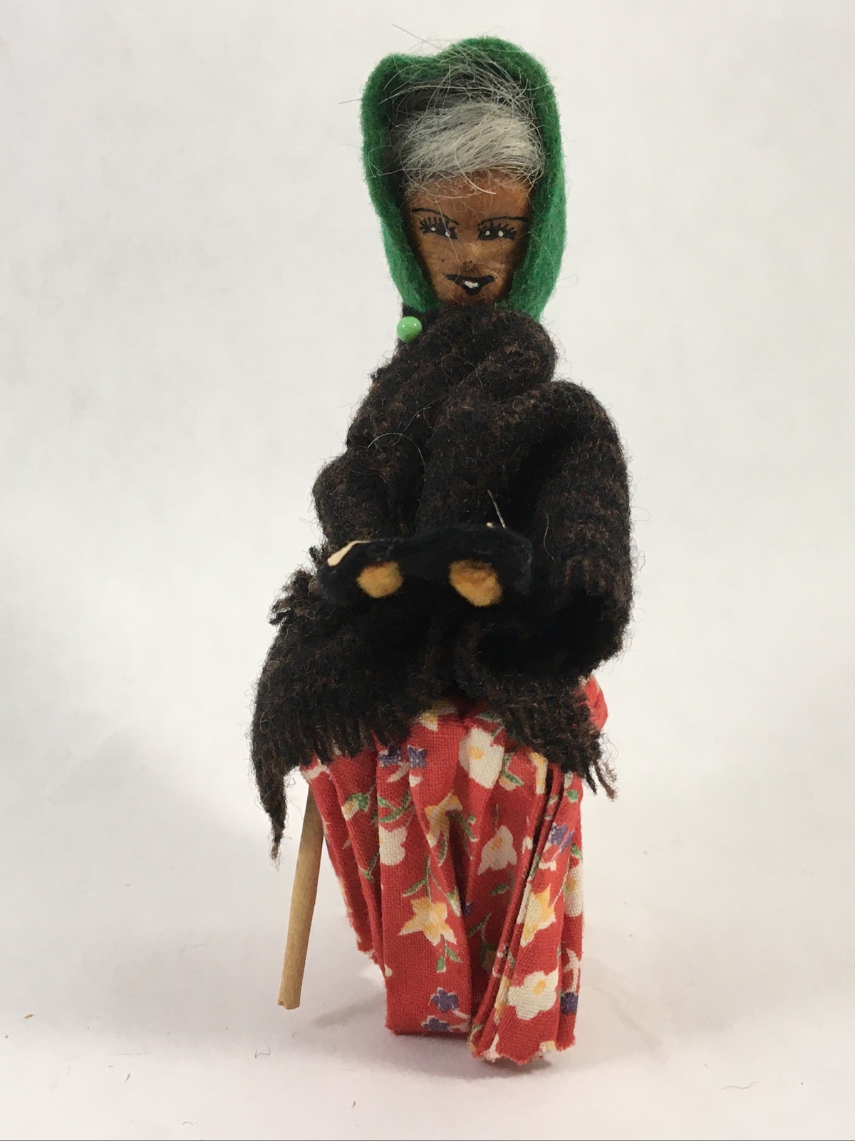 Old Woman in Chair Hand Made Folk Art Doll Figurine Artist Doll
