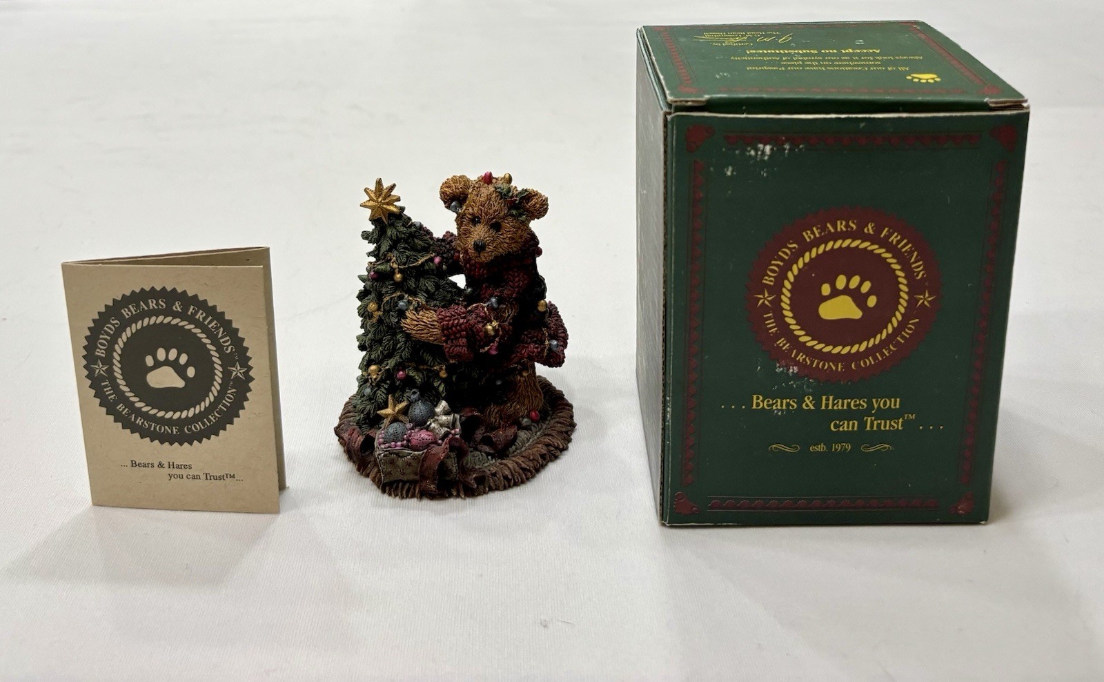 1994 Boyds Bears & Friends Figurine “Elliot & The Tree” Style #2241 W/Box & COA