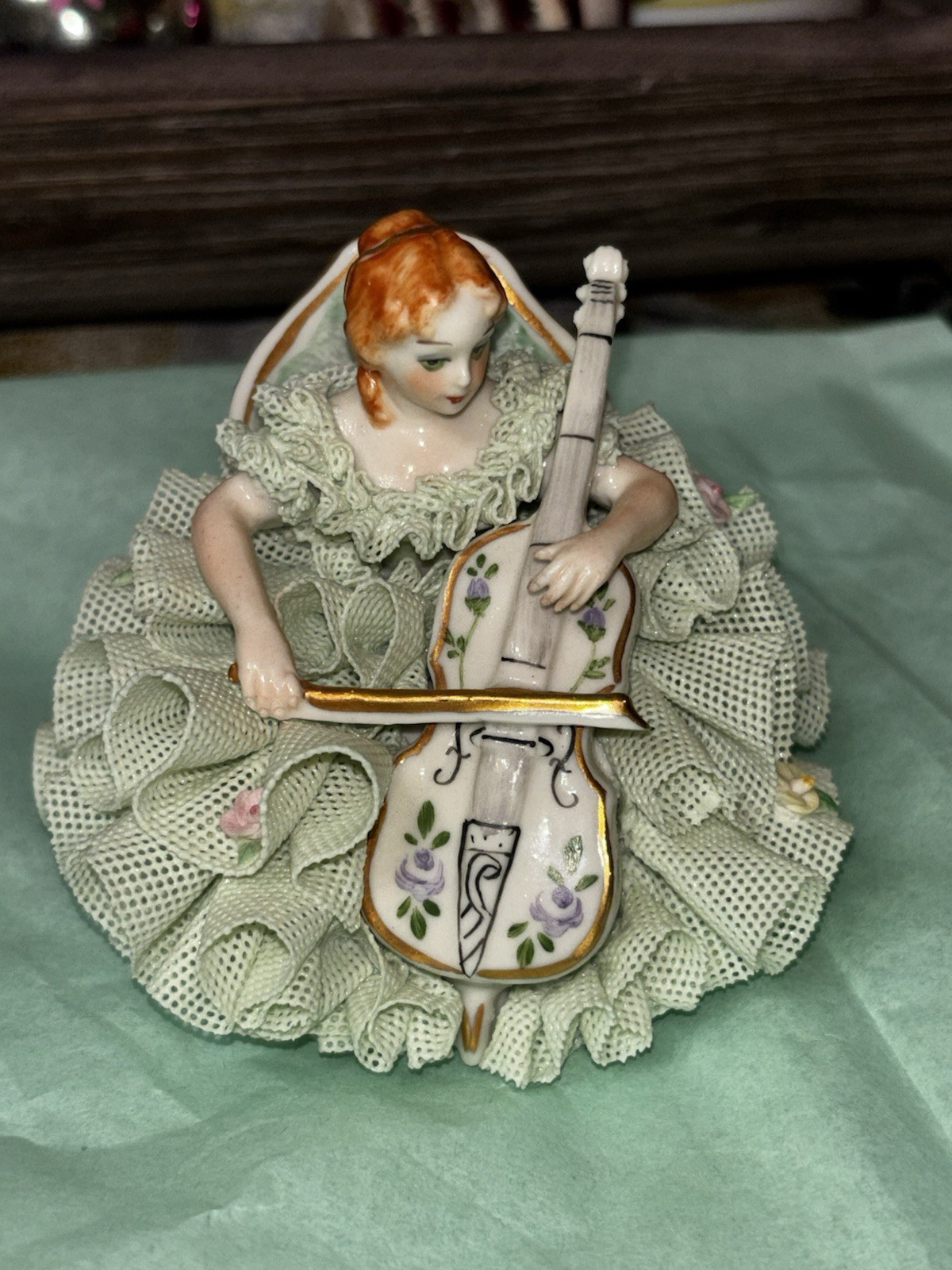 Irish Dresden Lace Figurine “Stephanie” Celtic Melody Emerald Collection Vintage