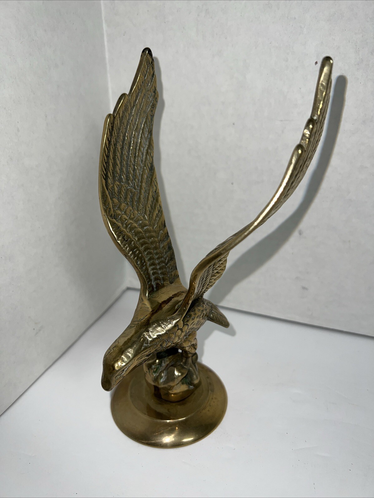 Vintage Brass Eagle on Ball Statue 8.5 Inches