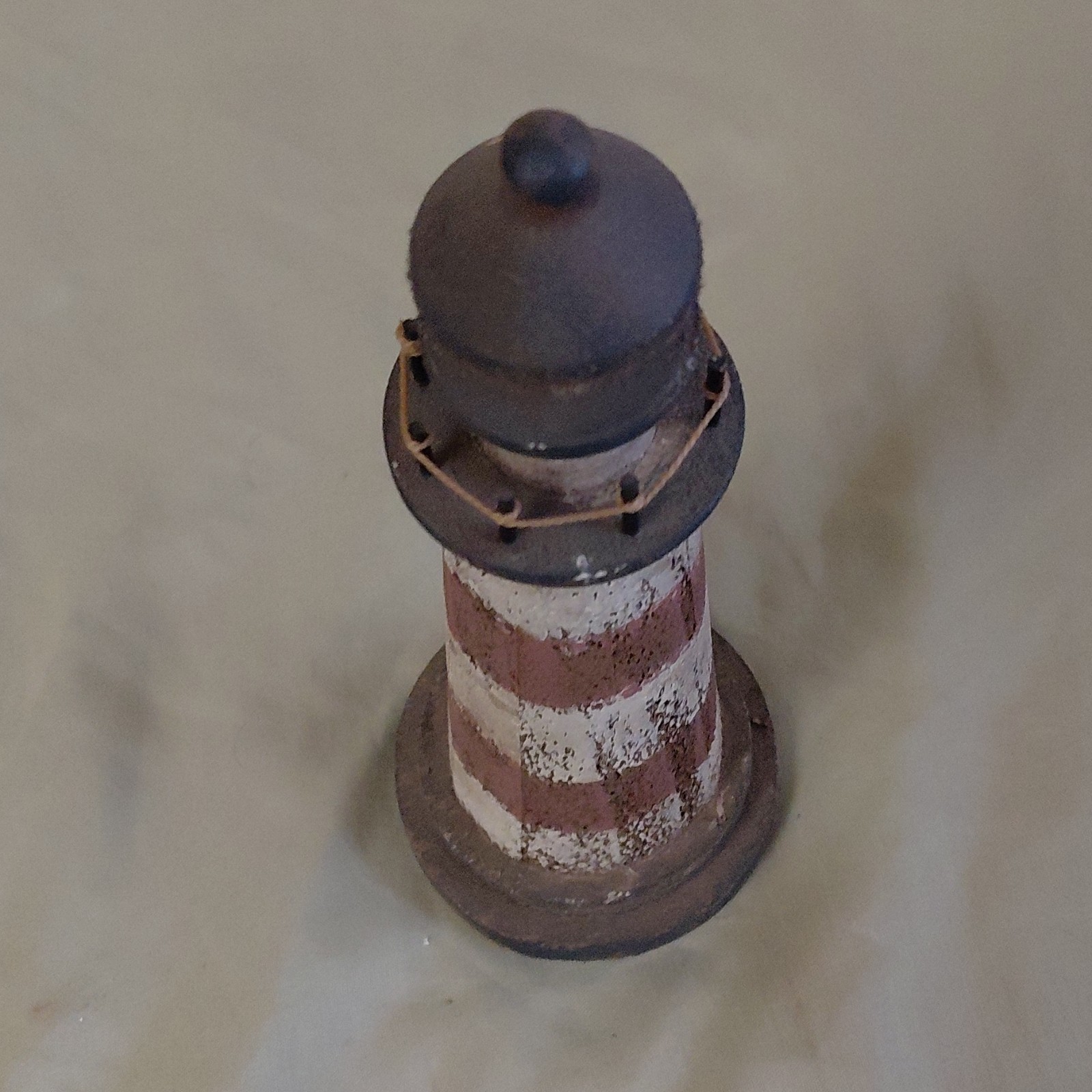 Wood Lighthouse Figurine Striped Painted Nautical Decor for Any Room