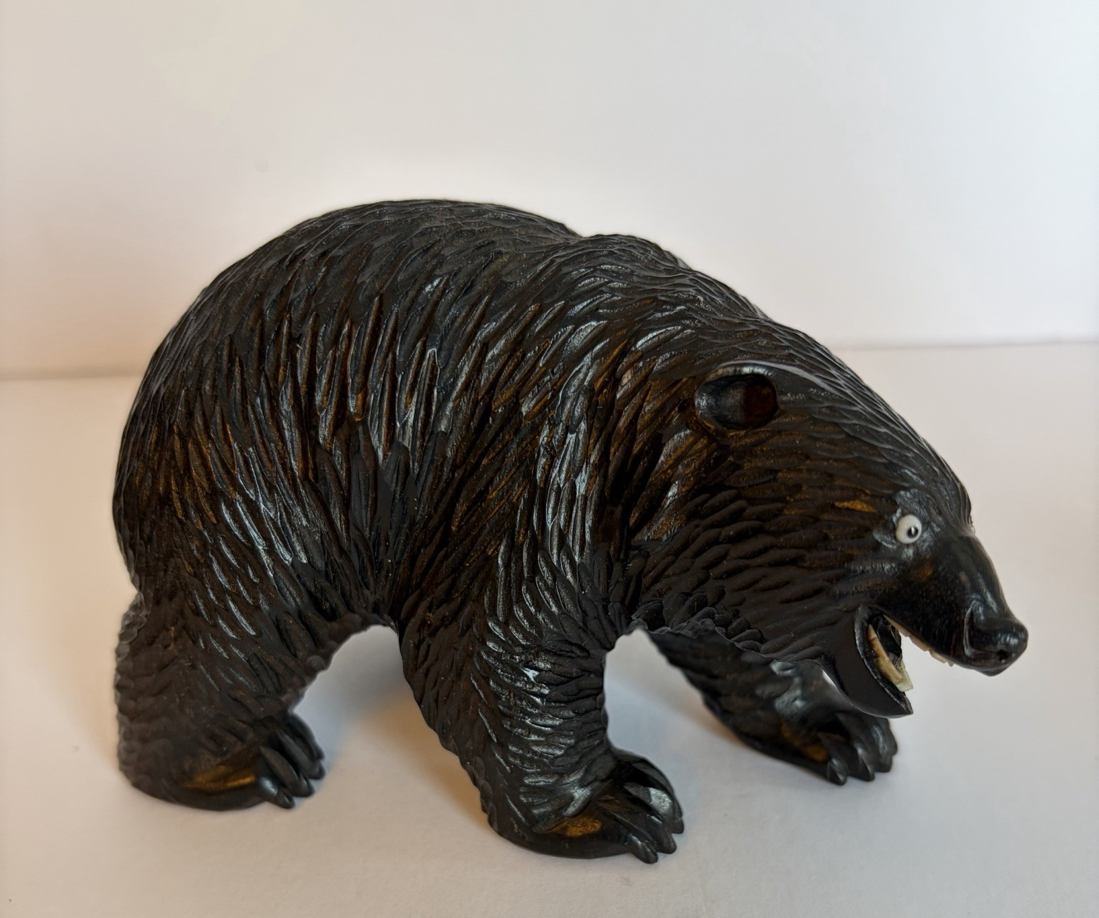 Hand-Carved Wooden Strolling Bear Figurine Brienz 1920s Switzerland Vintage