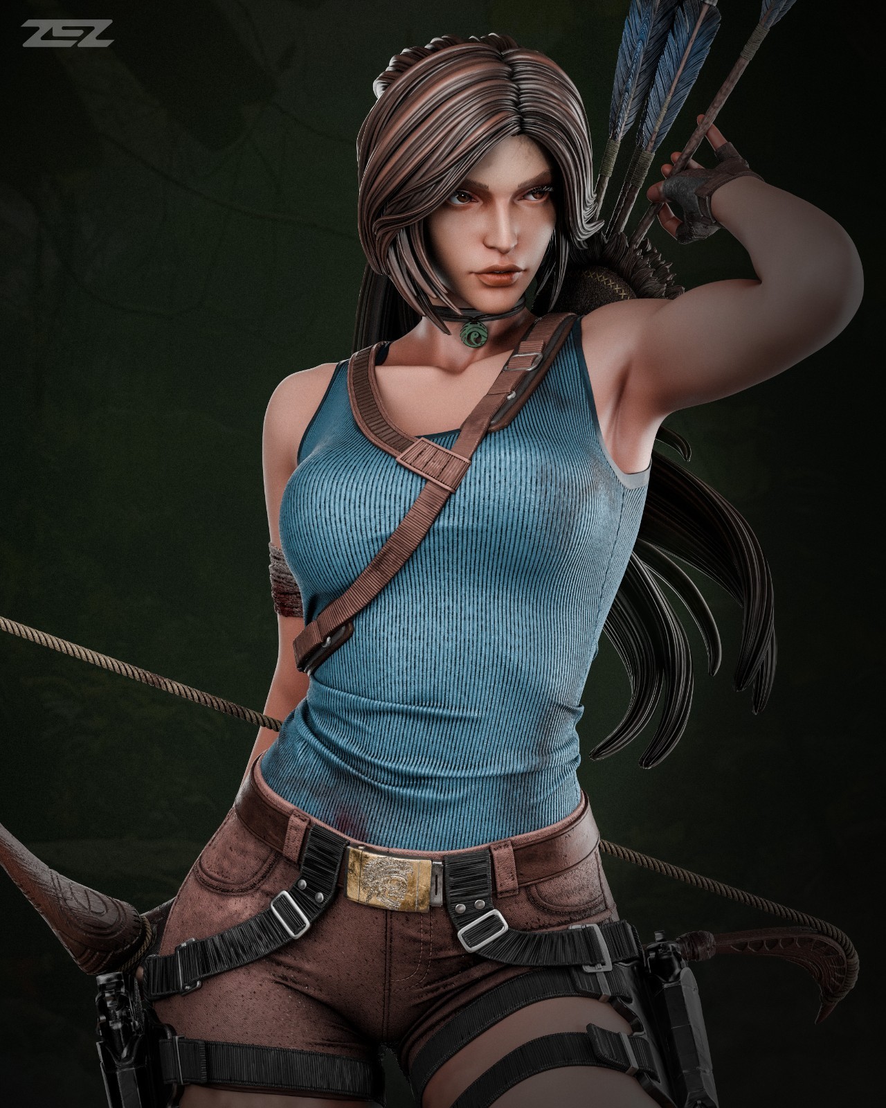 Lara Croft – Tomb Raider 1/6 or 1/8 Scale Statue 3D Print Model Kit Unpainted