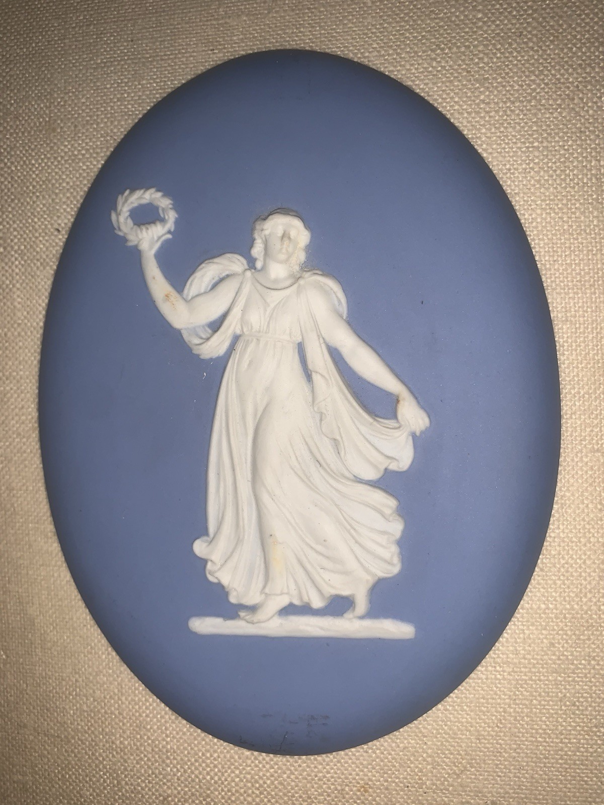 WEDGWOOD BLUE JASPERWARE DANCING WOMAN WITH VICTORY WREATH 1790 UNITED KINGDOM