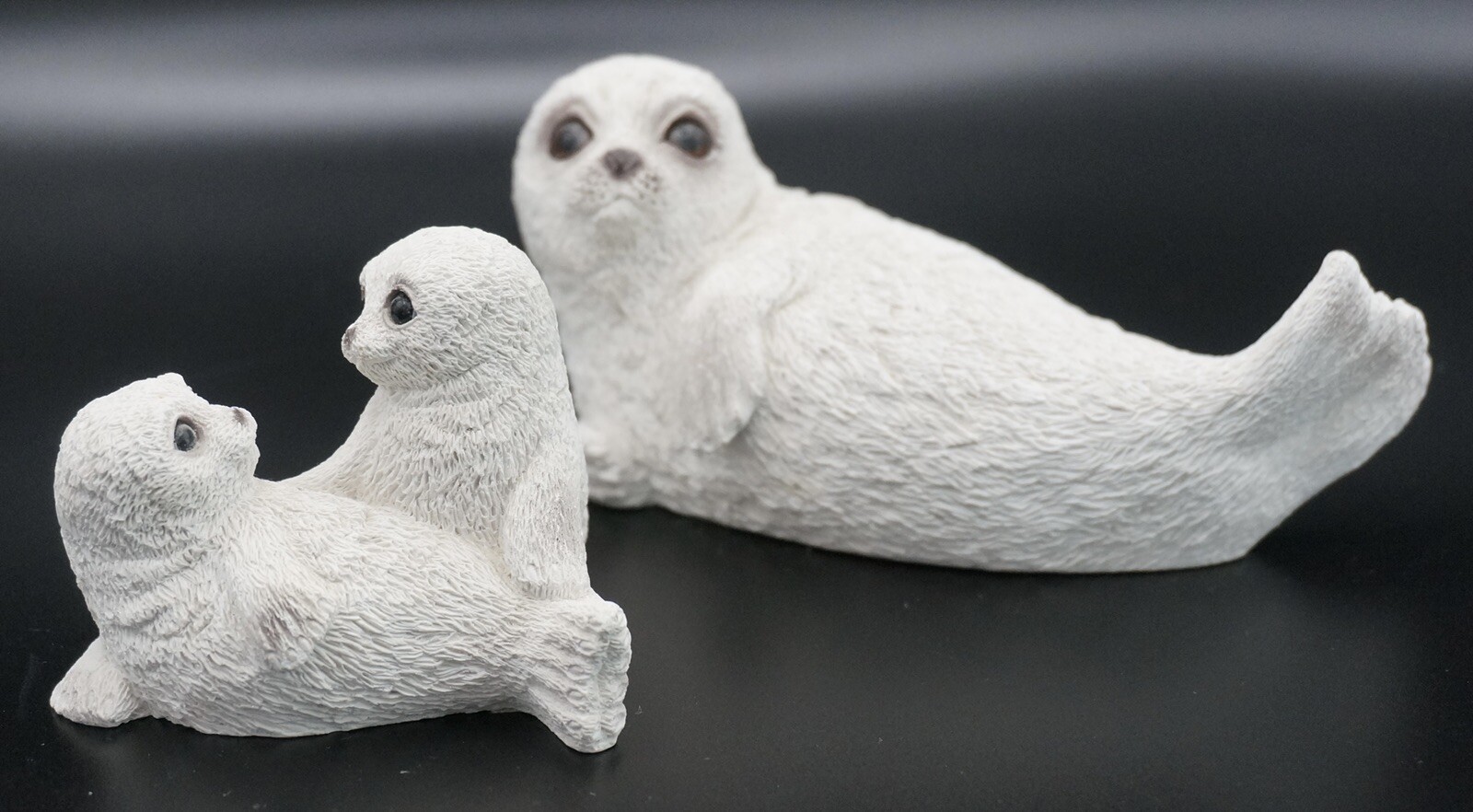 Stone Critters White Harp Seals Set of 2 Figurines Sea Life Ocean Creatures