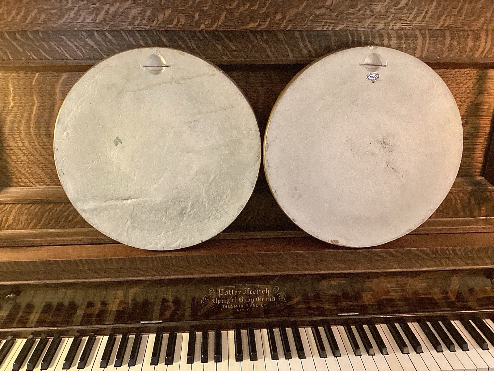 Vintage Alexander Backer Chalkware Wall Hanging Plaque Victorian (Set of 2)