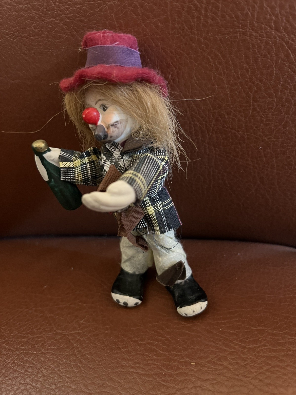 Vintage Handmade Porcelain Hobo Clown Drunk Man Figurine 5.5 inches tall
