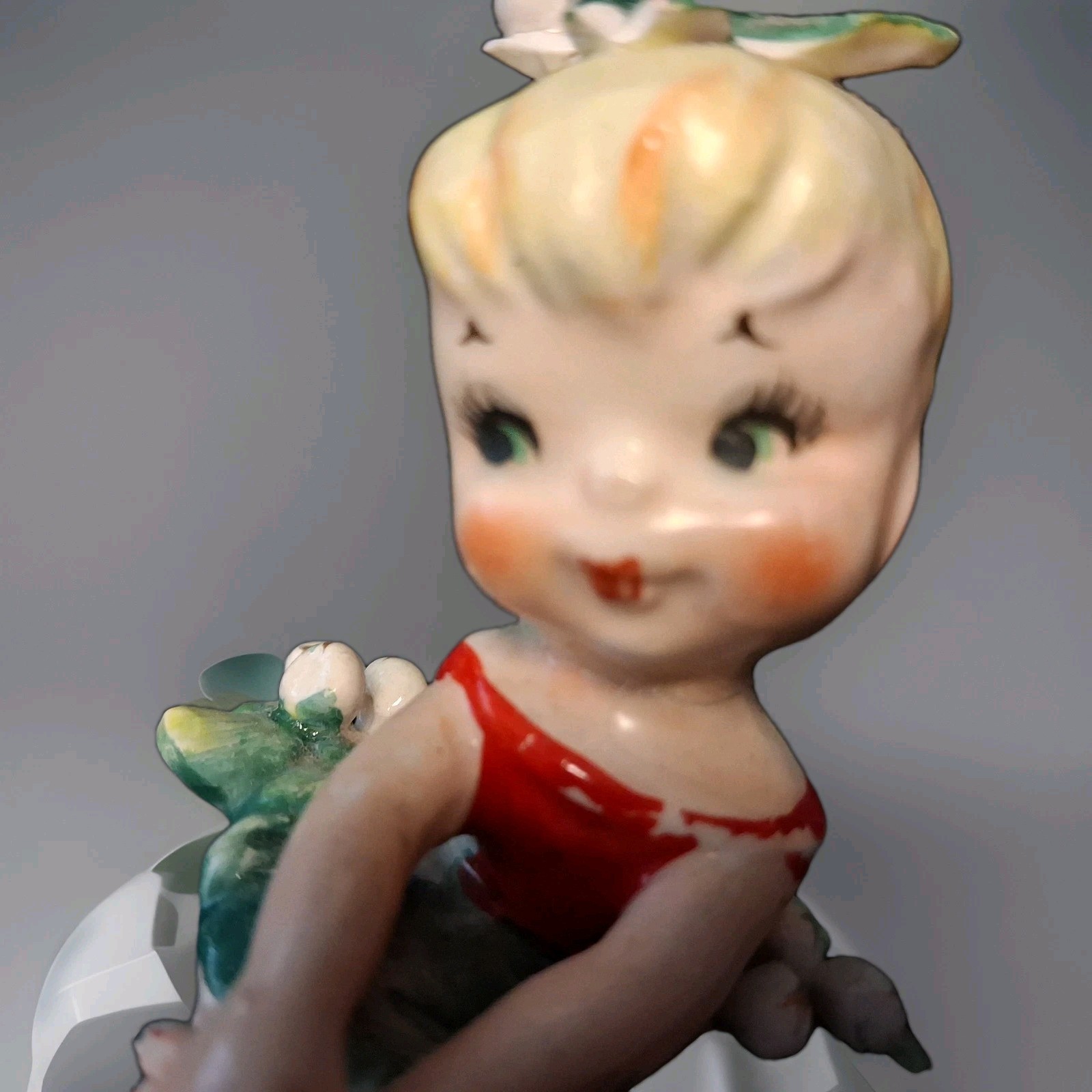 Vtg 1950s Geo.Z.Lefton Little Miss Mistletoe Ballerina Figurine #102