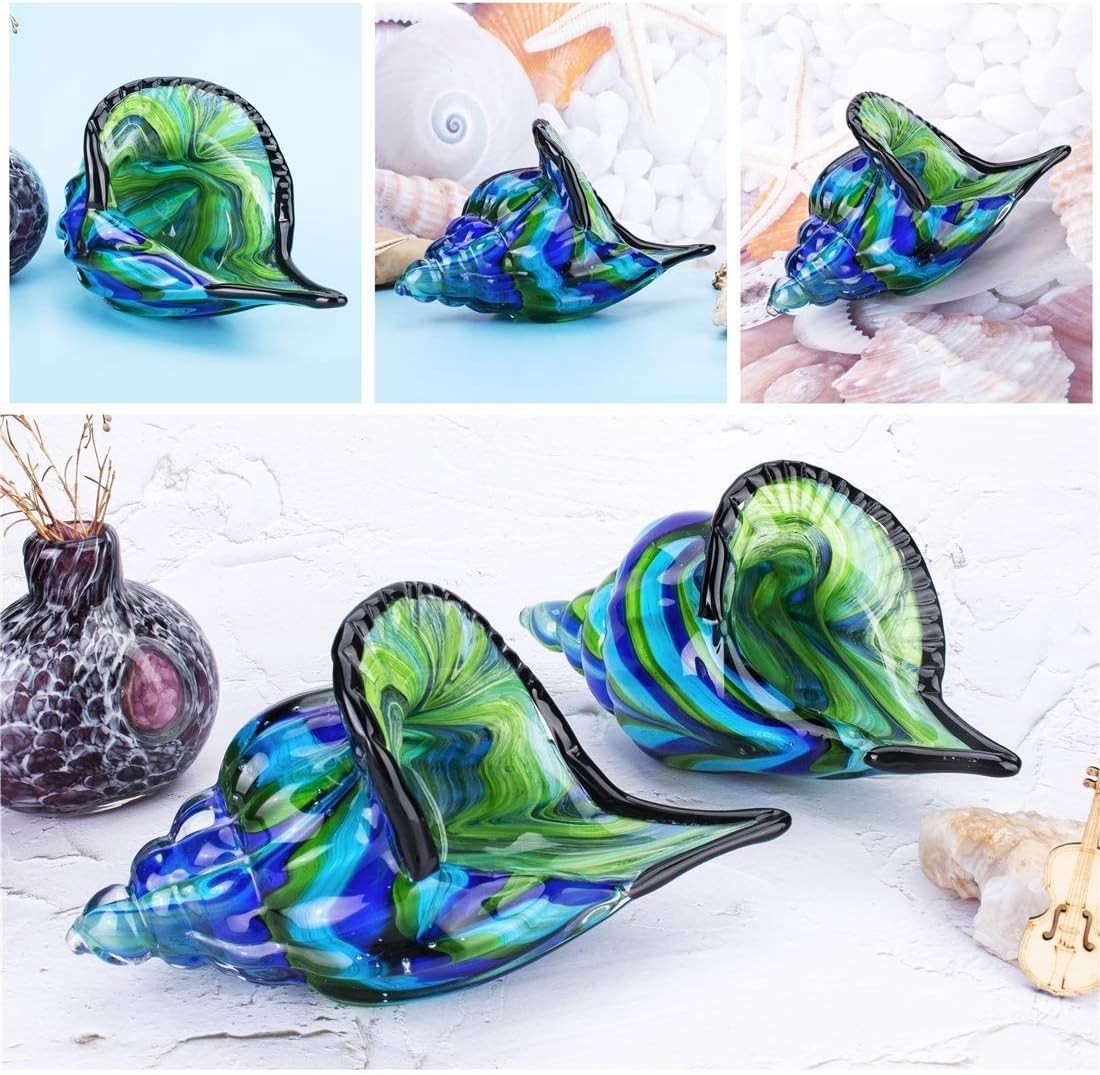 Handcrafted Glass Conch Decor – Beautiful Home Accent