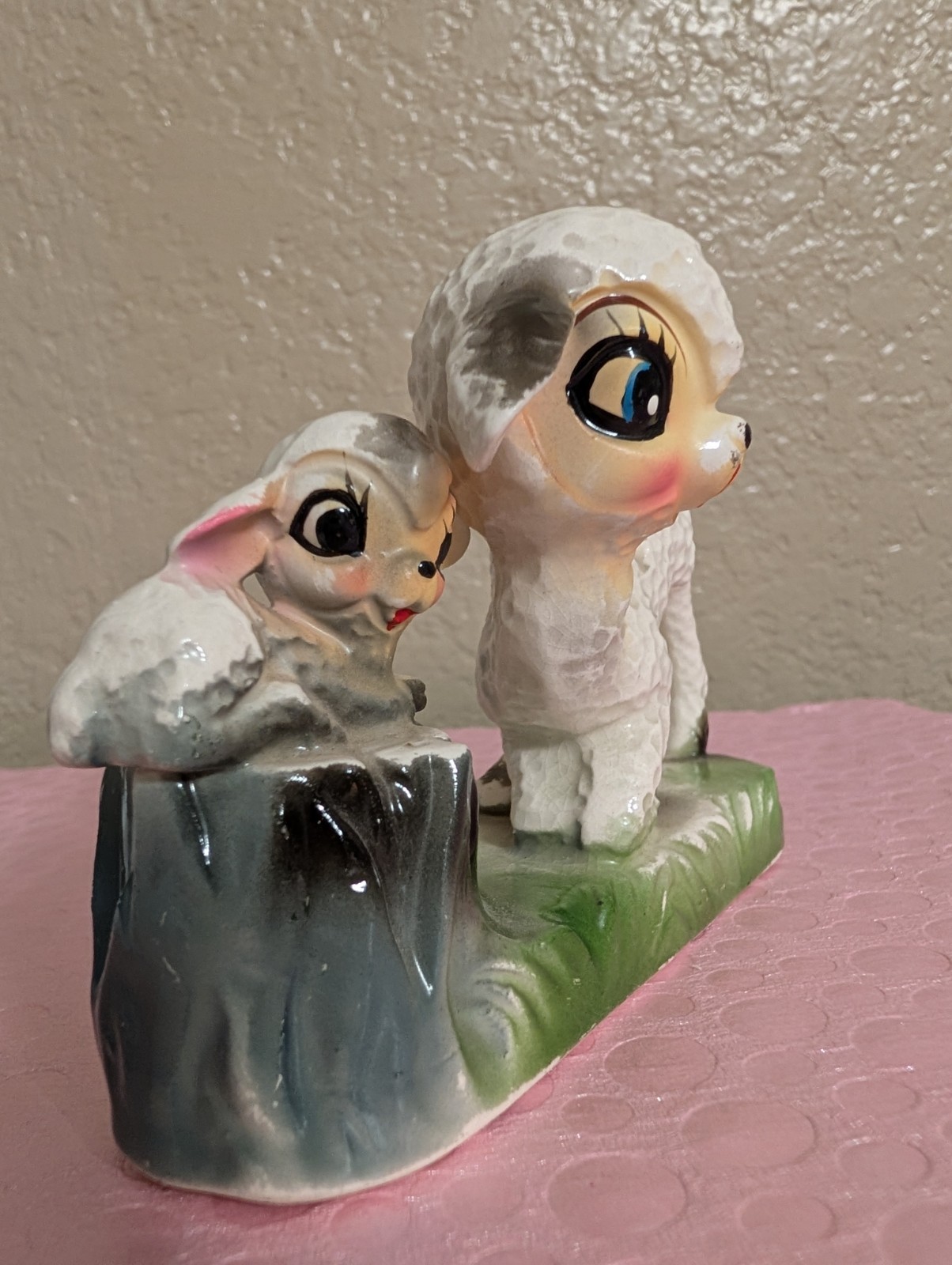 Vintage UCAGCO Japan Anthropomorphic Lamb Figurine Big Eyes Sheep Kitsch 1950s